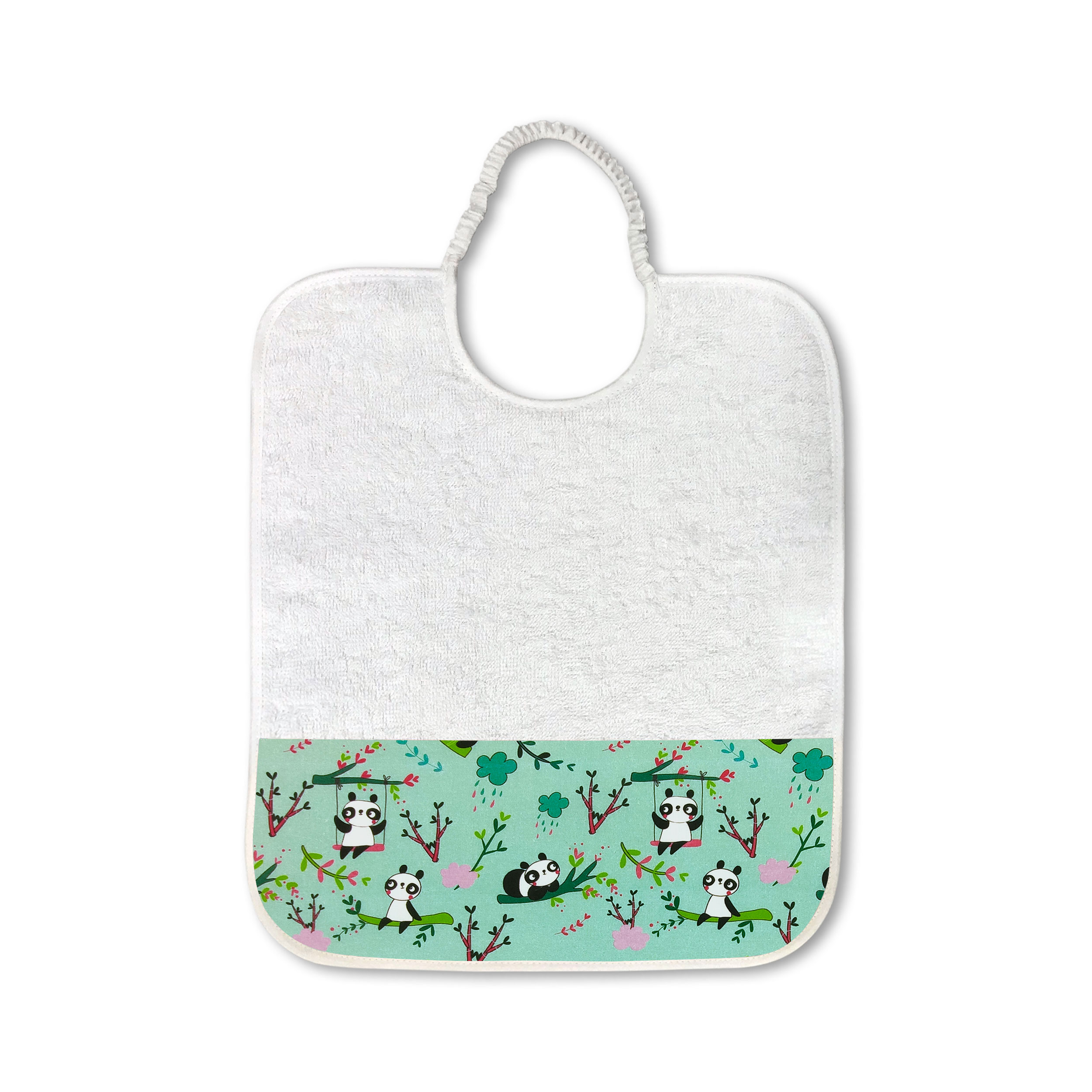 Set 5 Bavaglini Panda Sfondo Verde Menta