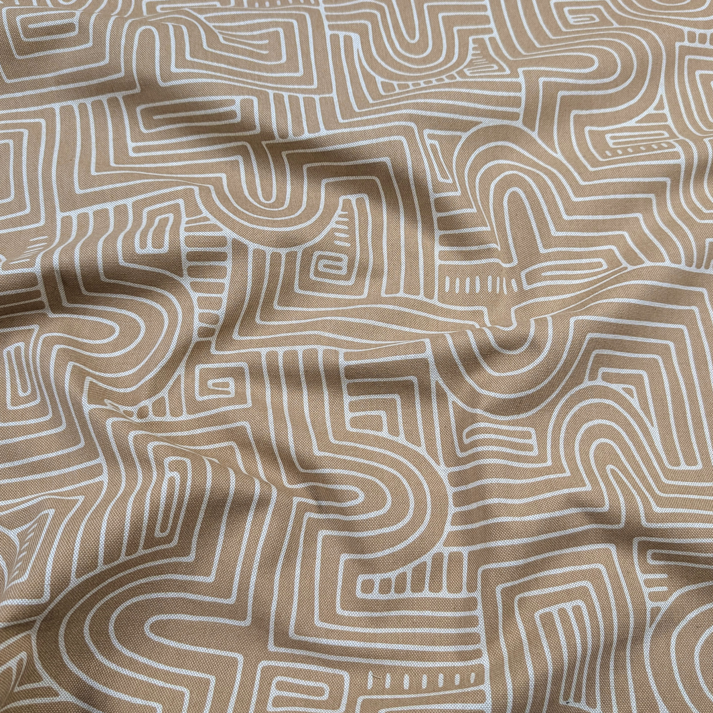 Tessuto Panama Labirinto Sfondo Beige Image
