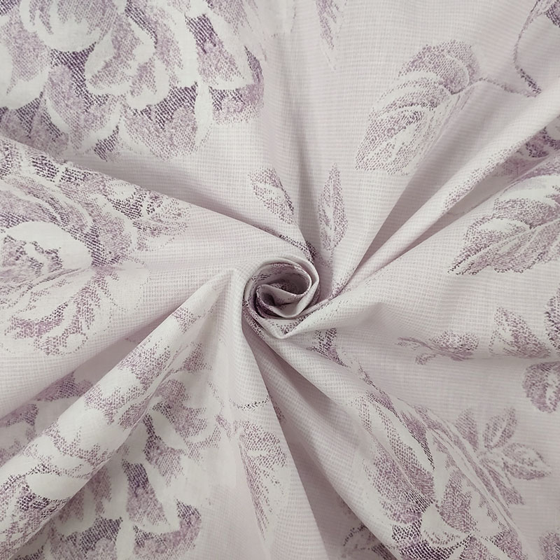 Tessuti cotone rose disegnate lilla