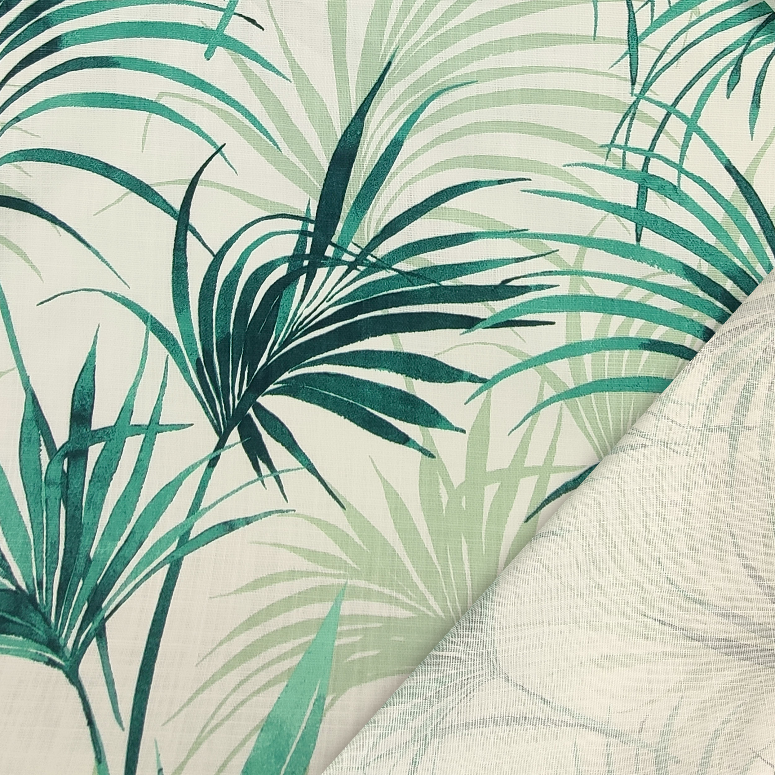 Cotone e Lino Foglie Verde Acqua