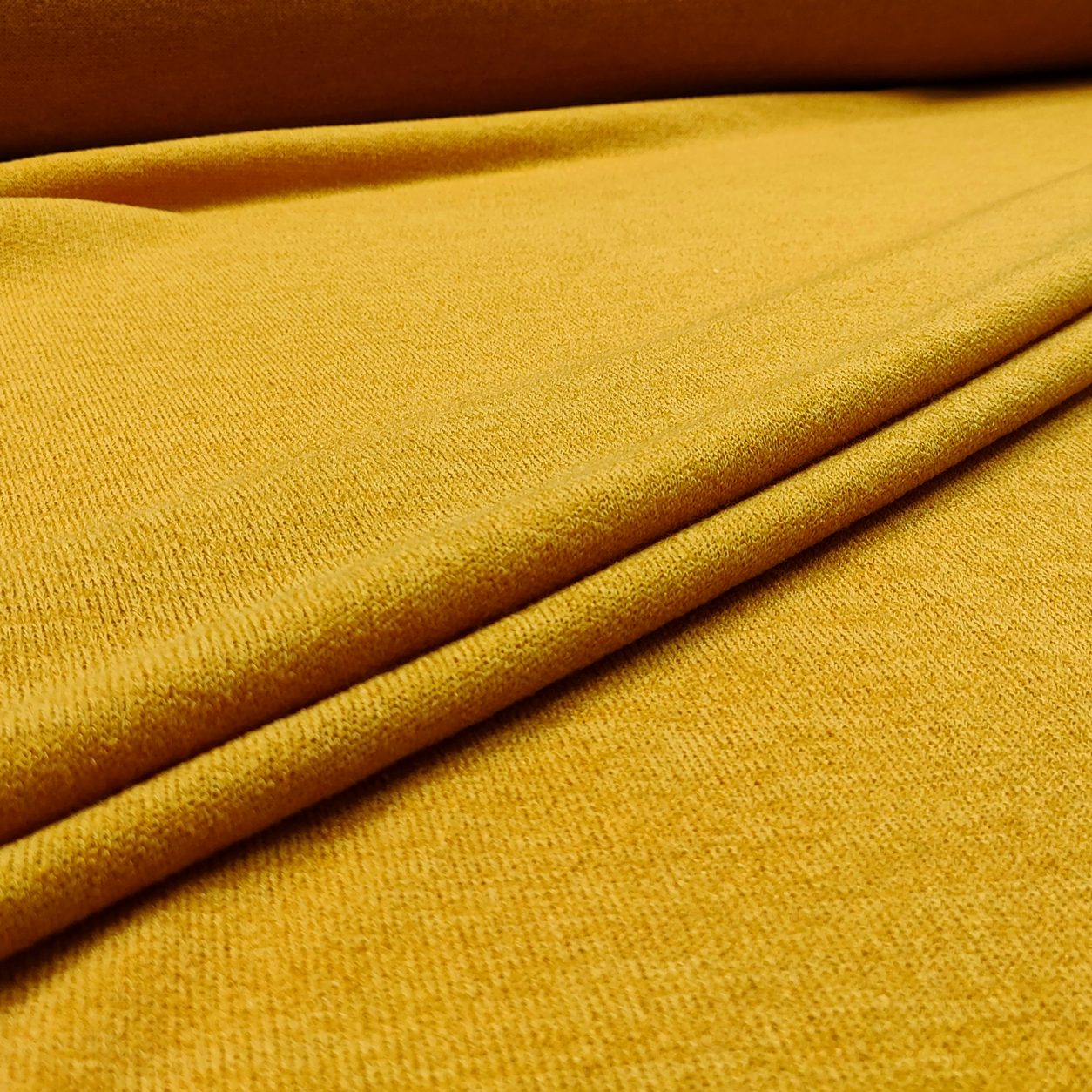 Tessuto a maglia punto lana senape