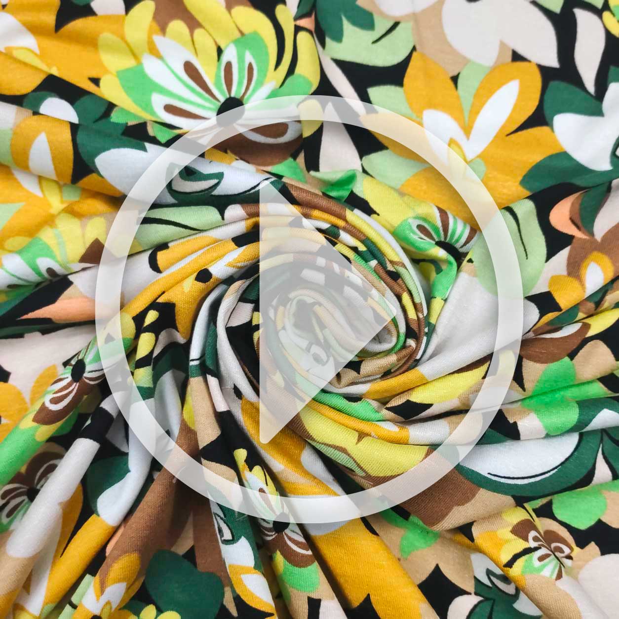 Tessuto jersey fiori toni neutri