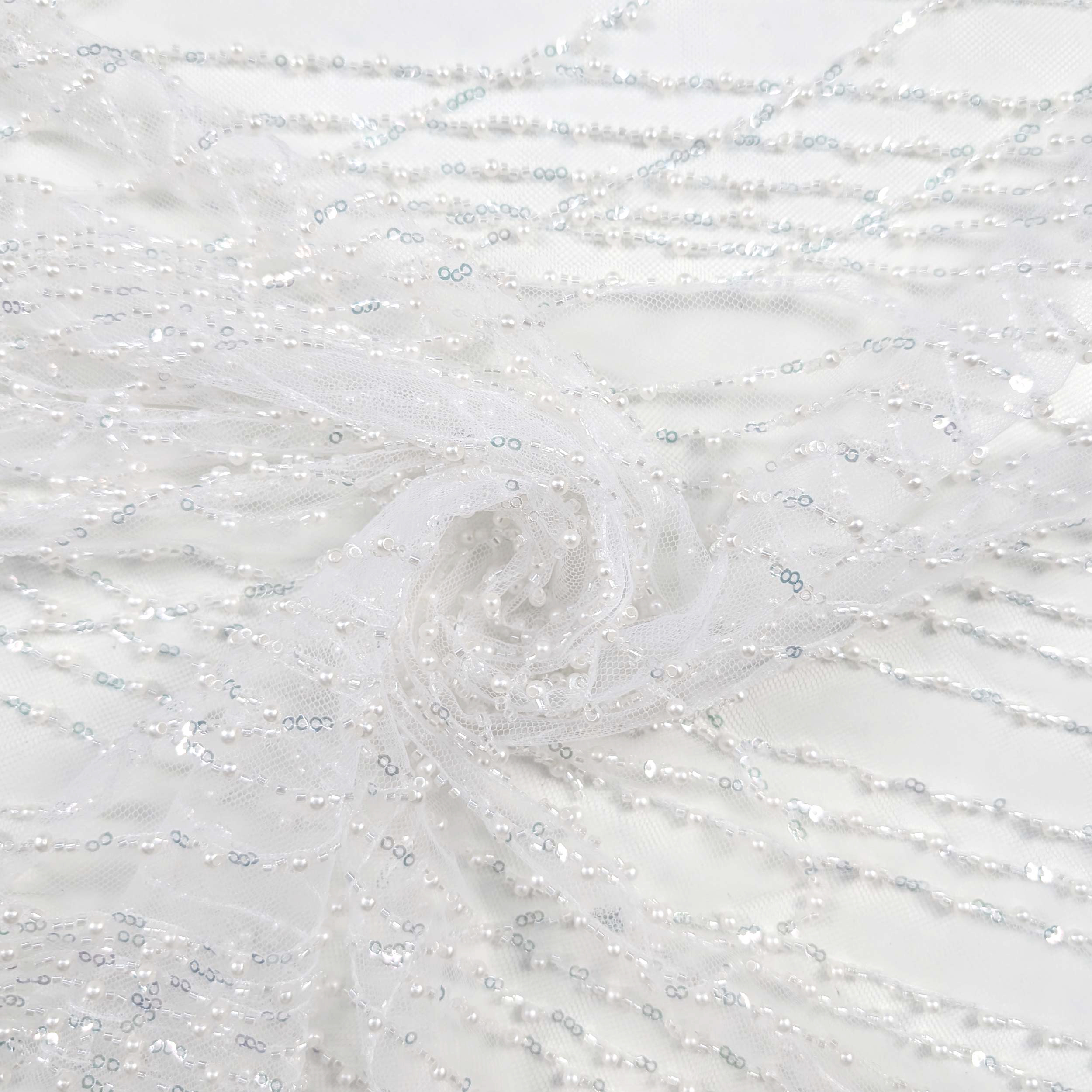 Tulle Cascata di Perline Bianco Sposa Image