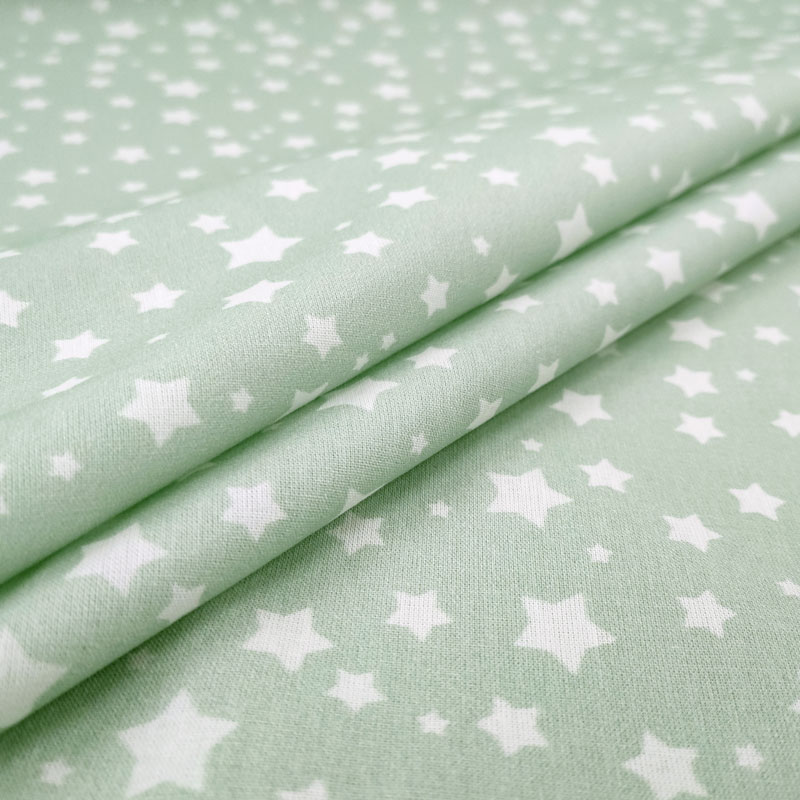 Tessuto Cotone Fantasia Stelline Verde