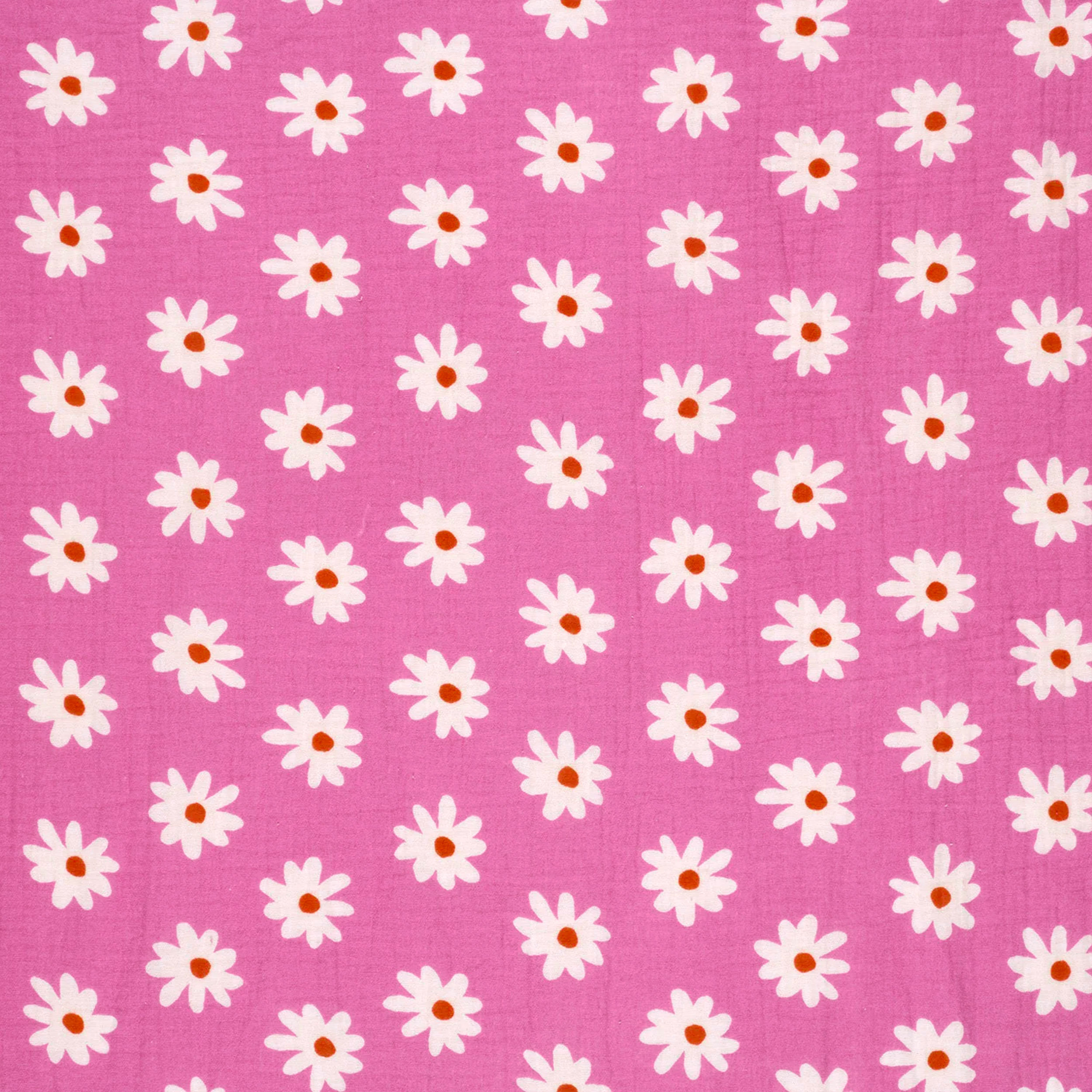 Mussola Cotone Margherite Sfondo Fuxia Image