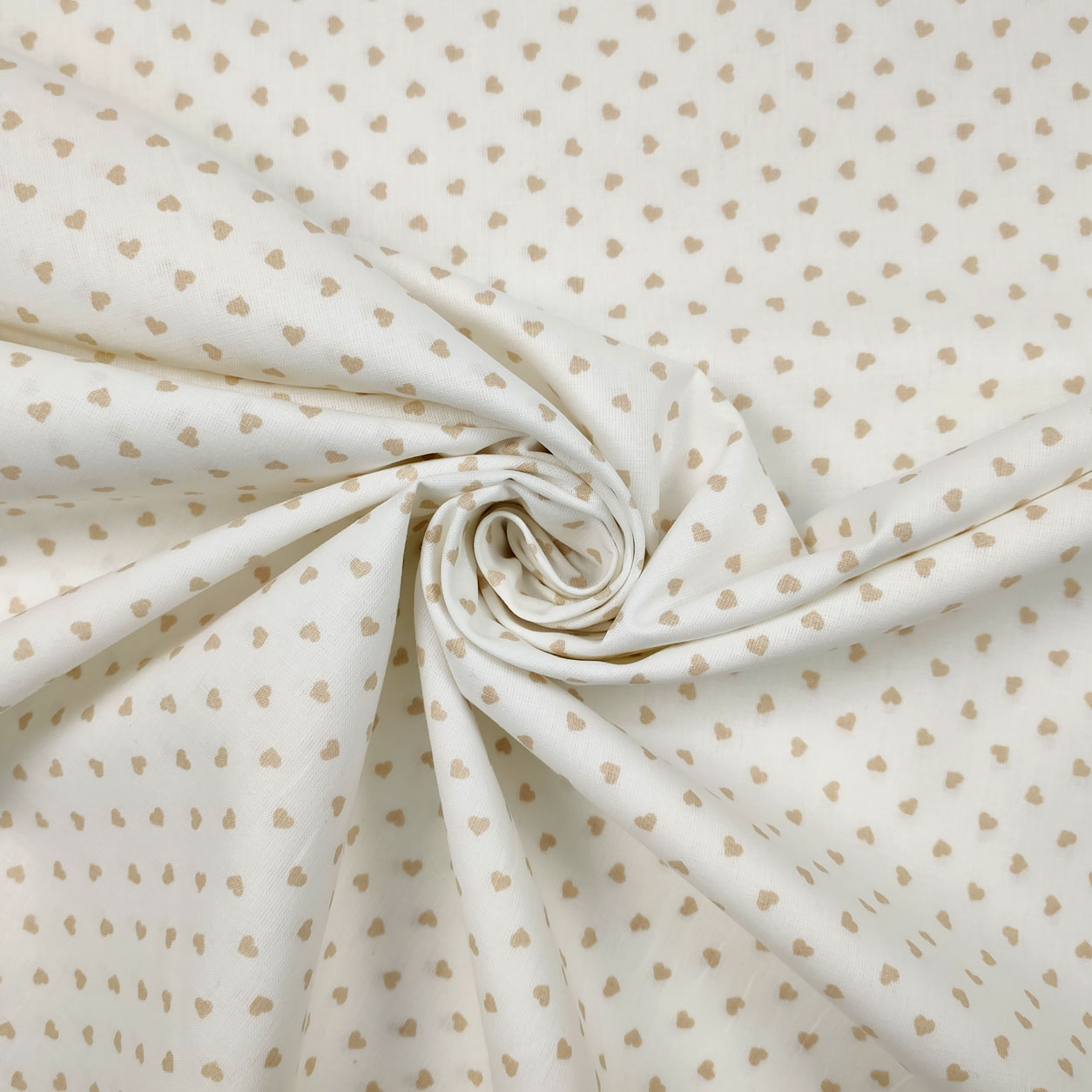 tessuti cotone percallino sfondo bianco cuori beige