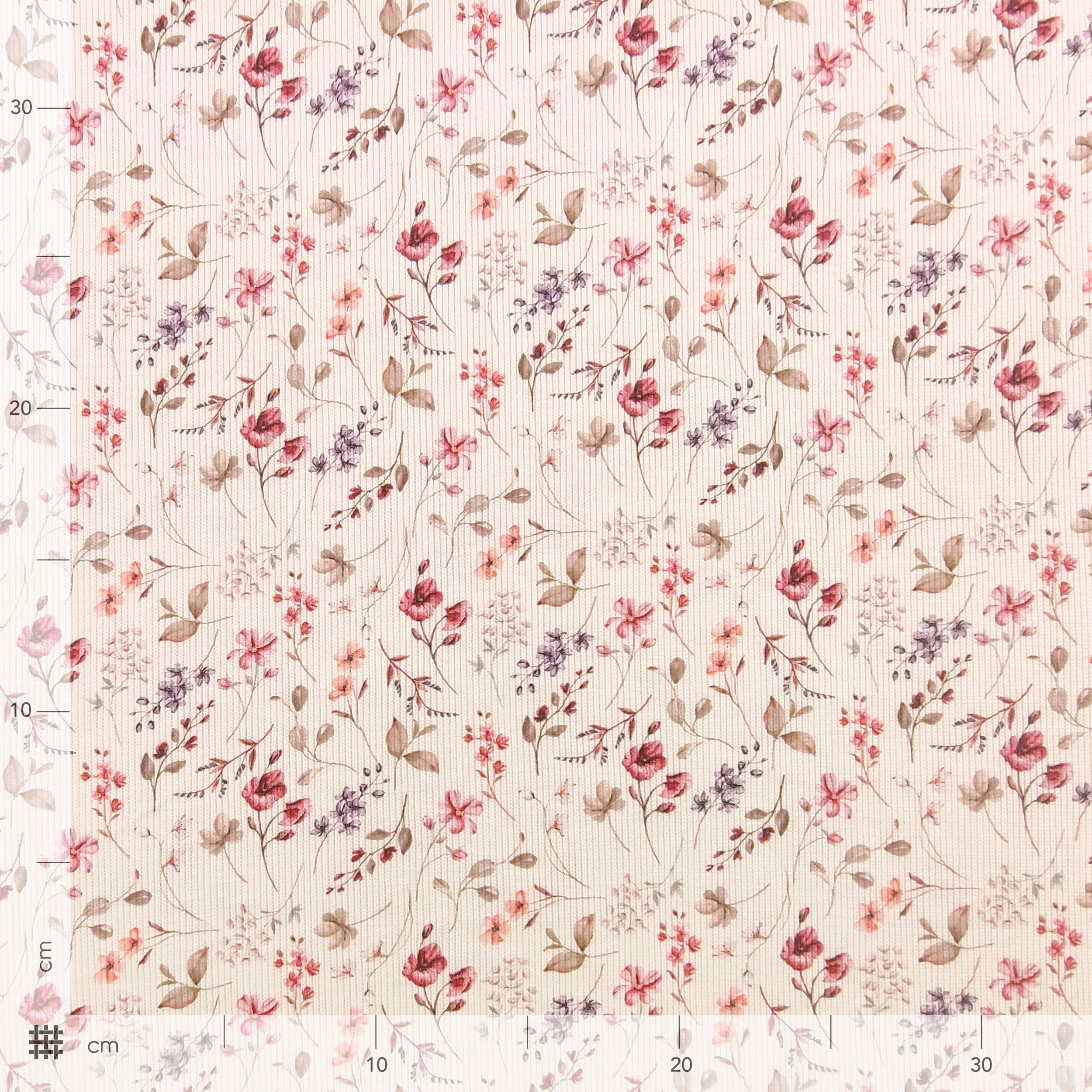 Jersey Costina Fiori Sfondo Cipria