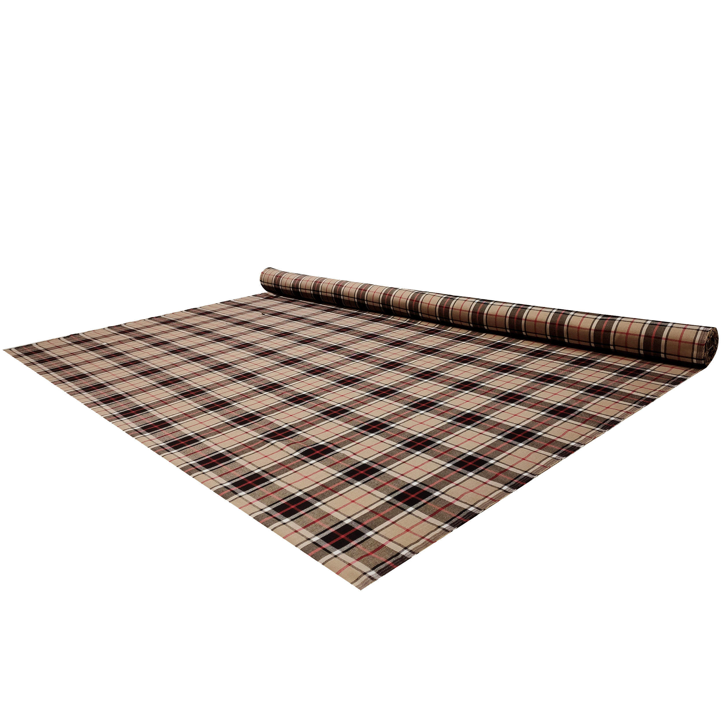 Tessuto Tartan Beige e Rosso Righe Sottili Image