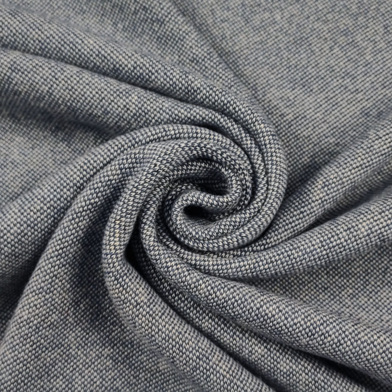 Tessuto Maglia Pesante Motivi Astratti Blu e Bianco