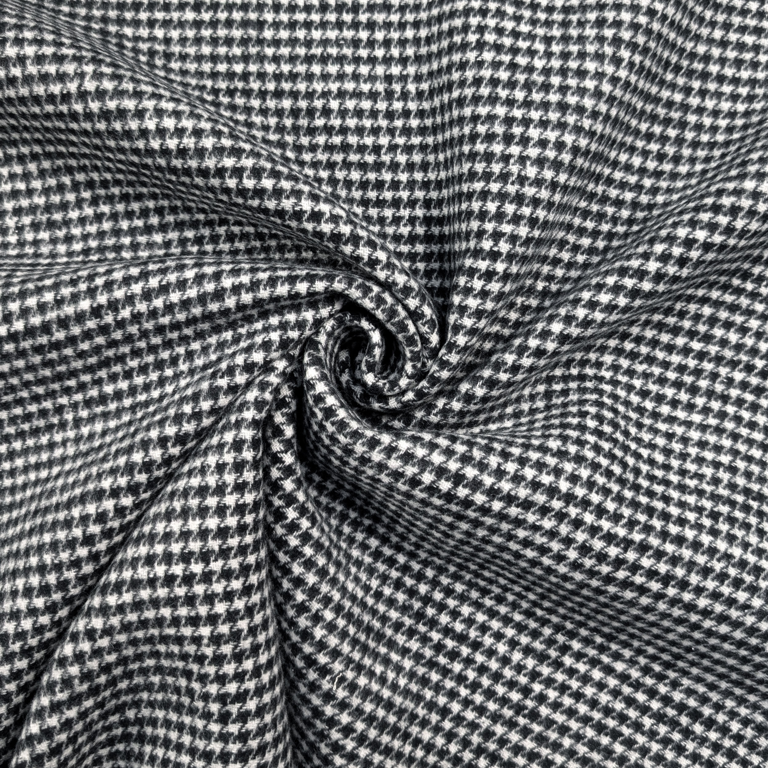 Cappotto Double Lana Pied de Poule Quadri Bianco e Nero Image