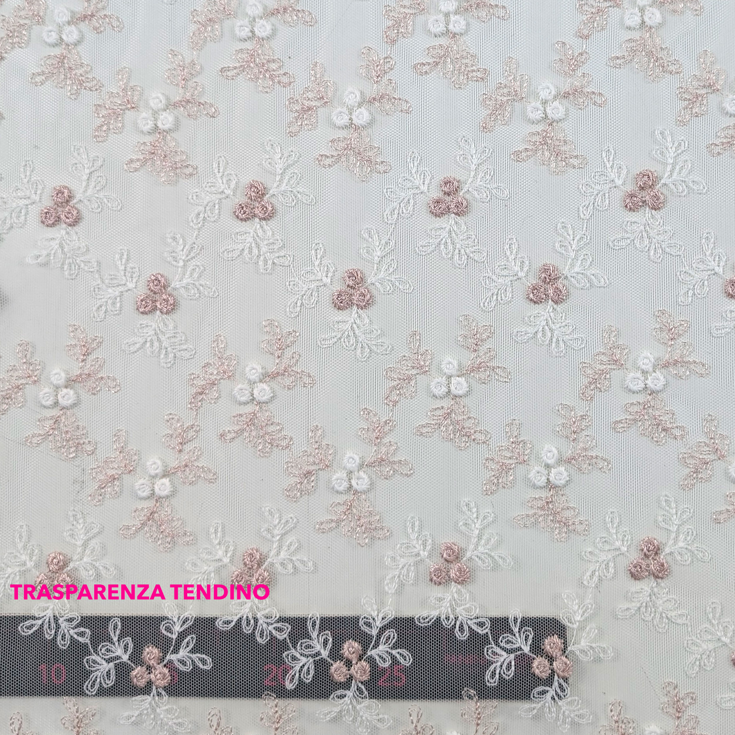 Tessuto Tendino Pizzo Floreale Rosa Image