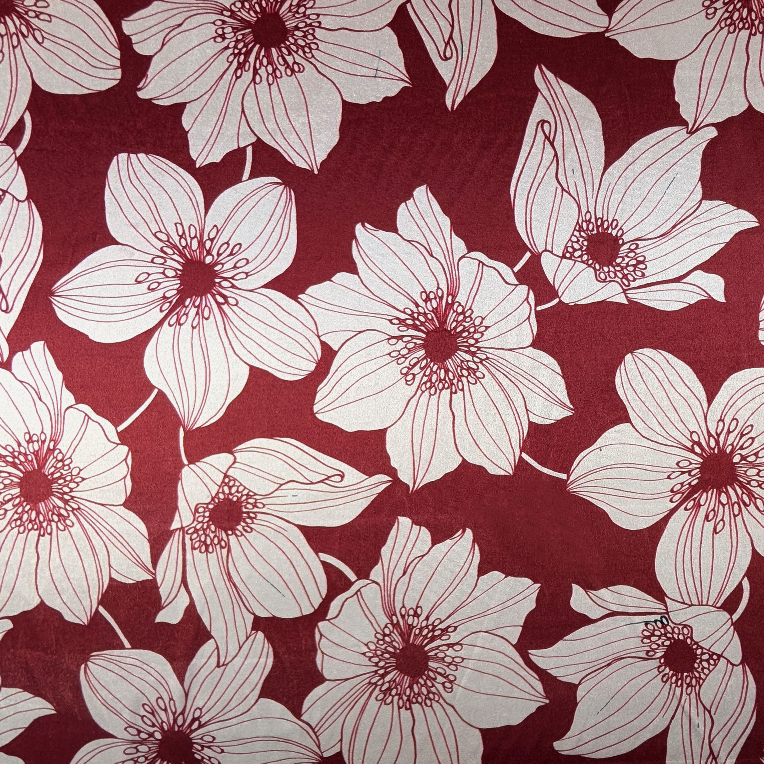 Vellutina Bordeaux Fiori Moda Bianchi Image