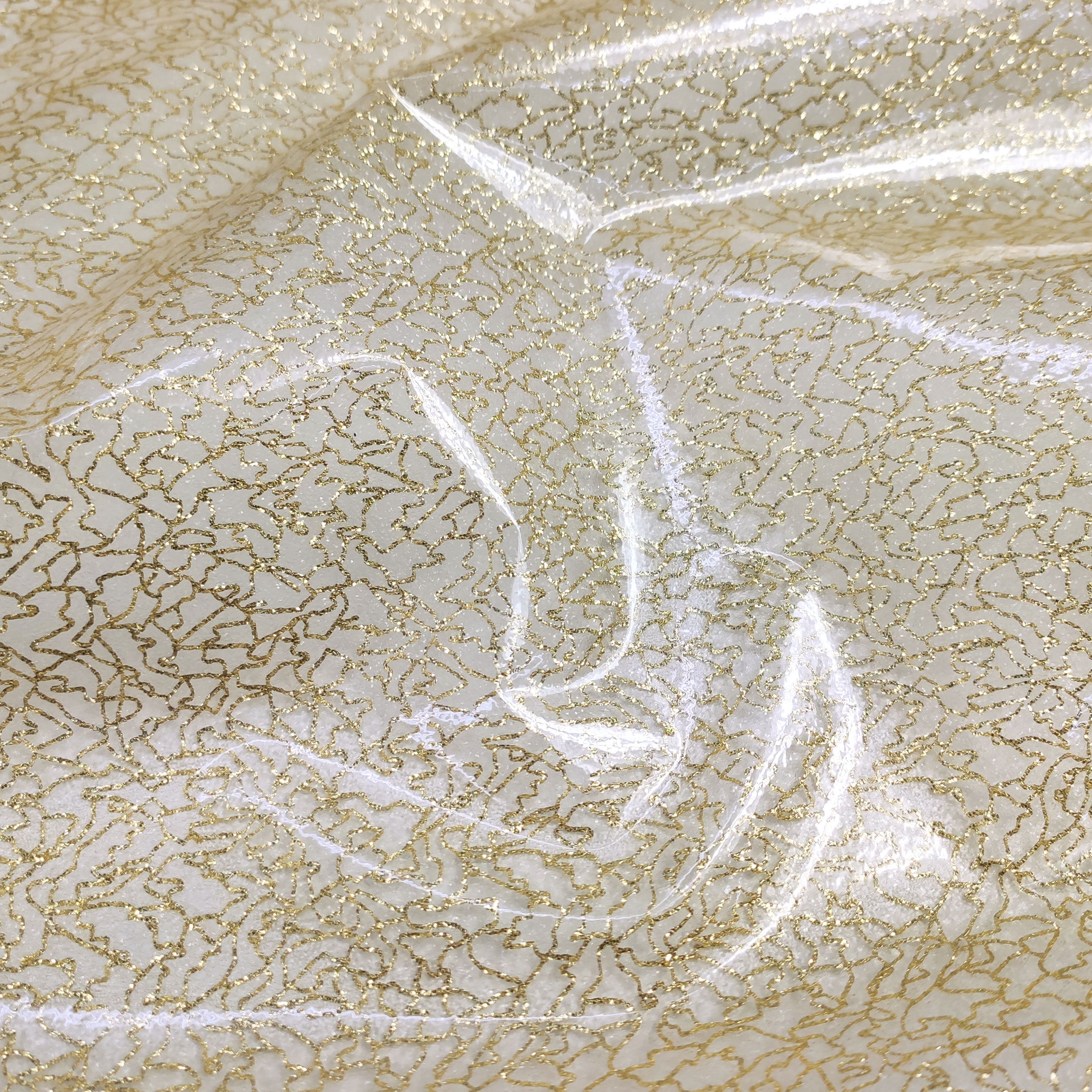 Tessuto Tovaglia Plastificata Fantasia Glitter Oro