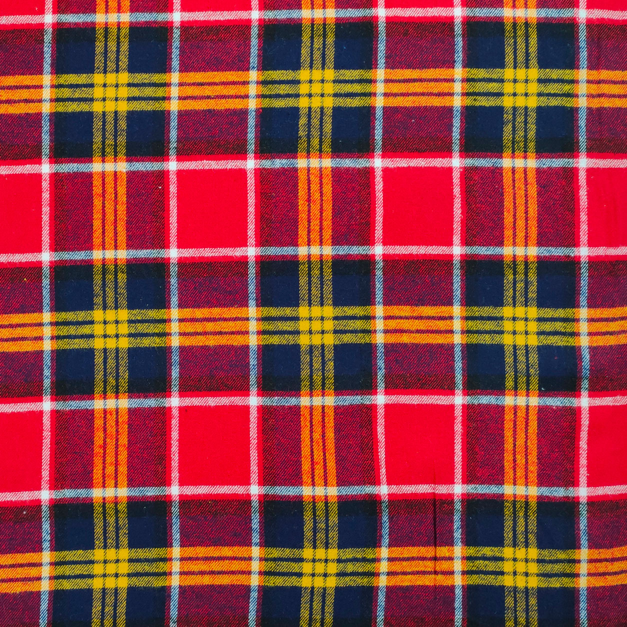 Tessuto Flanella Tartan Rosso Blu Giallo