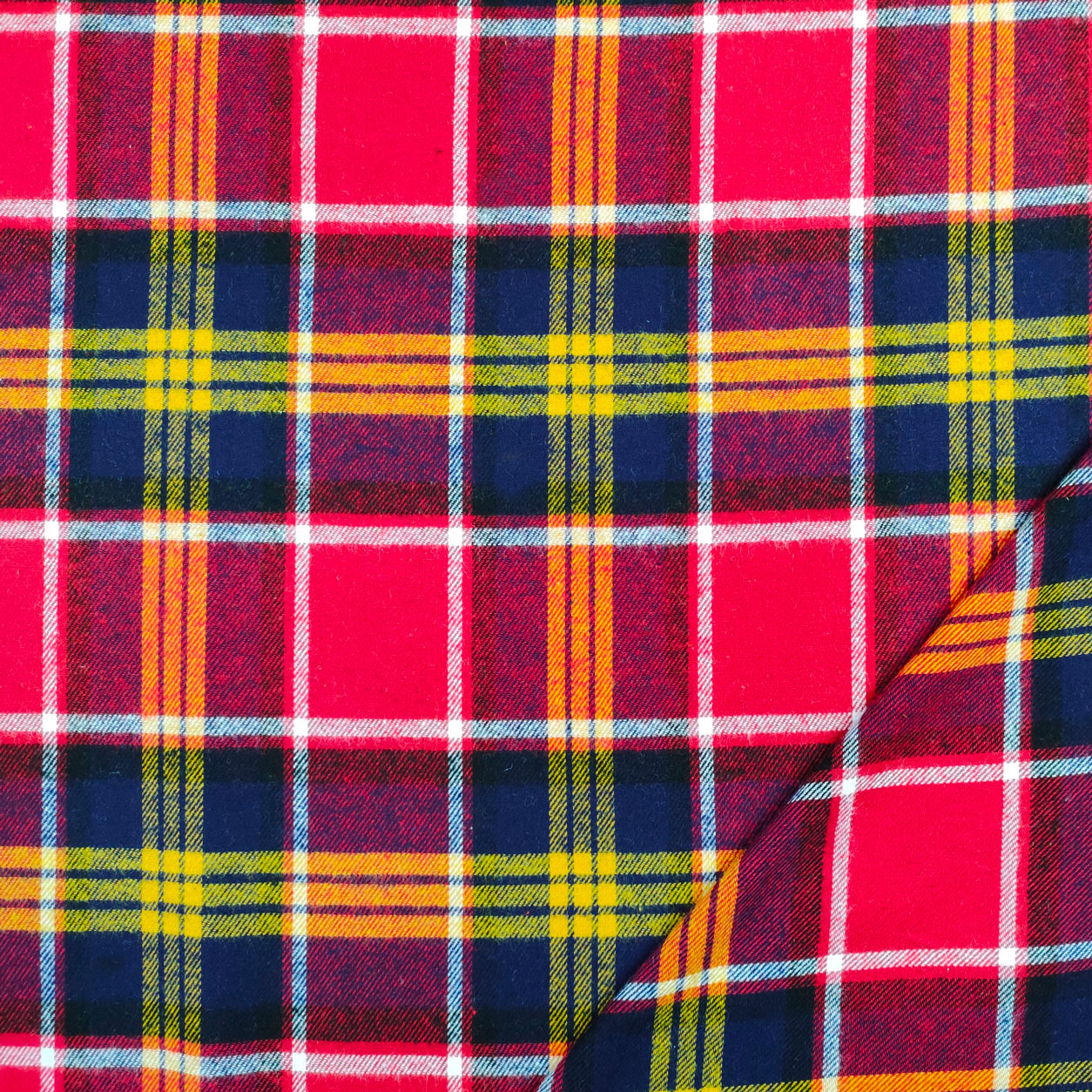 Tessuto Fantasia Tartan Rosso Blu Giallo