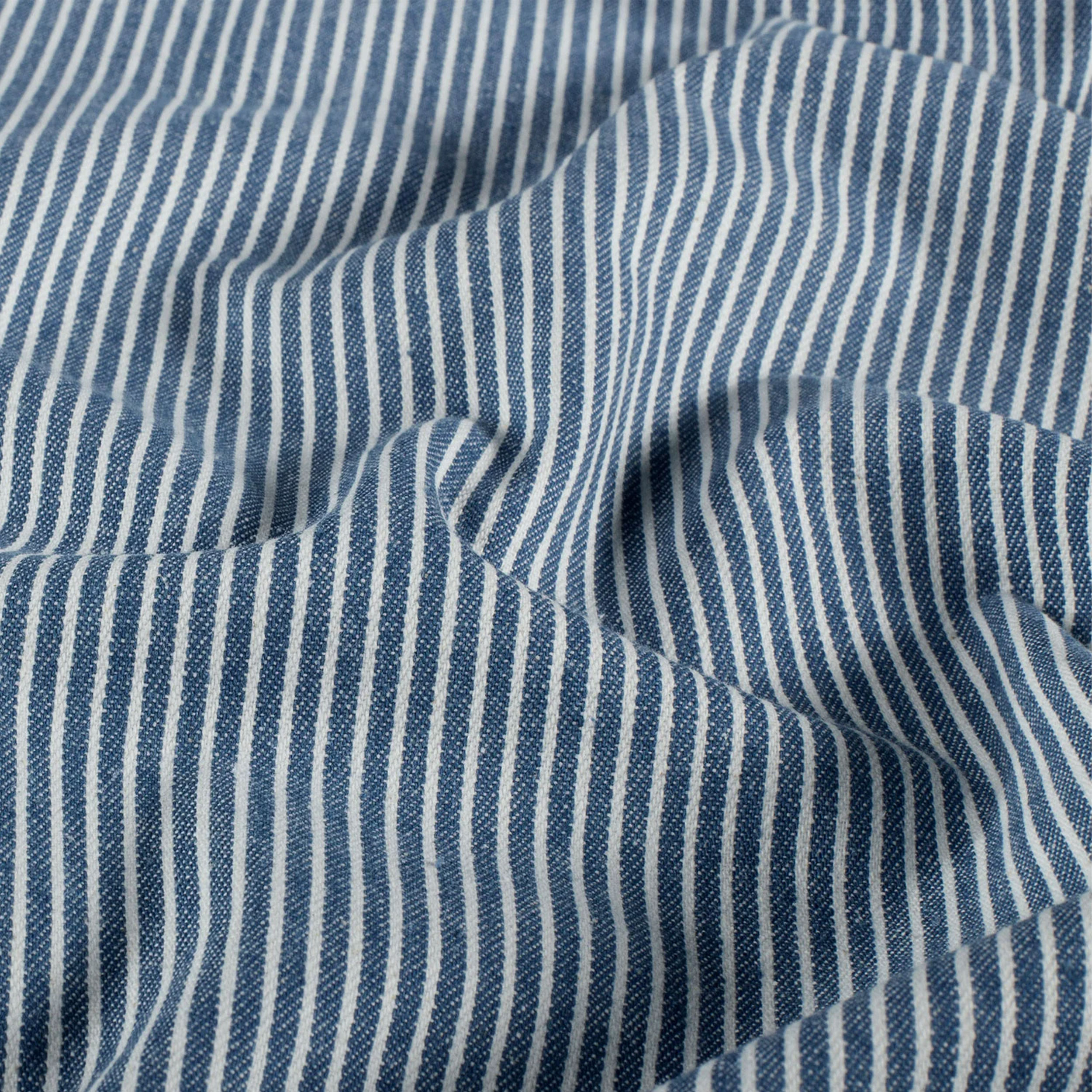Jeans di Cotone Righe Sottili Bianche Image
