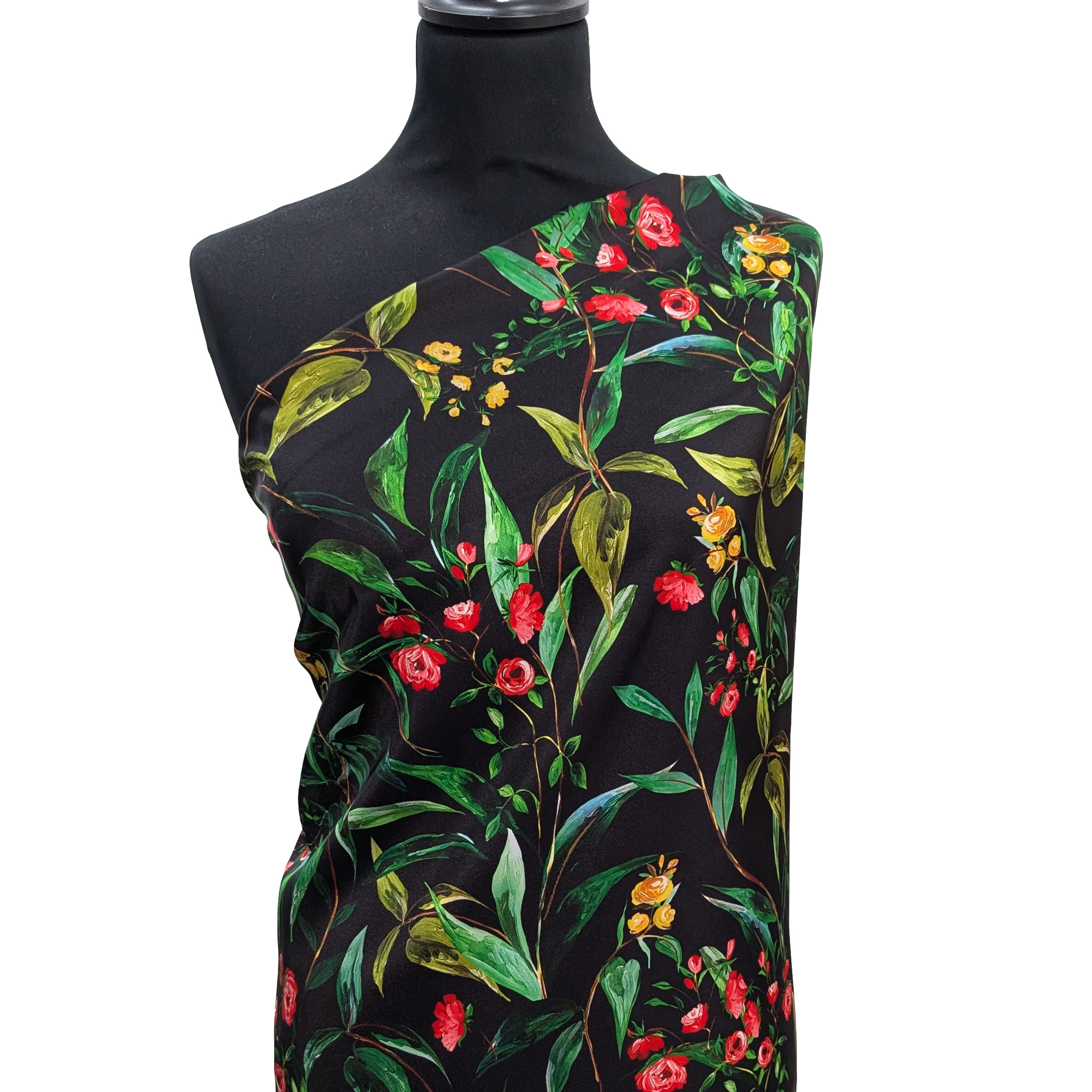 Raso Setato Alta Moda Rose e Fiori Gialli Image