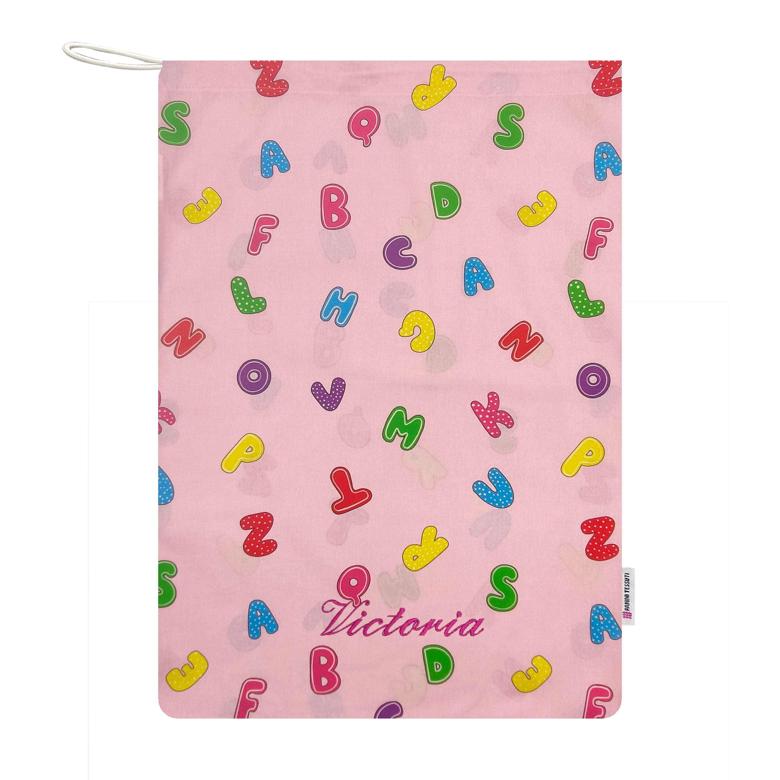Sacchetto Asilo Alfabeto Sfondo Rosa