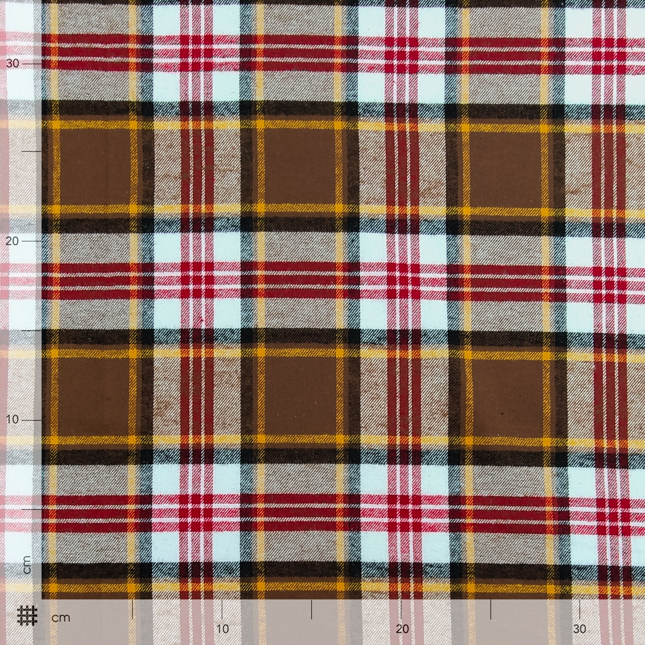 Tessuto Flanella Tartan Nocciola Giallo