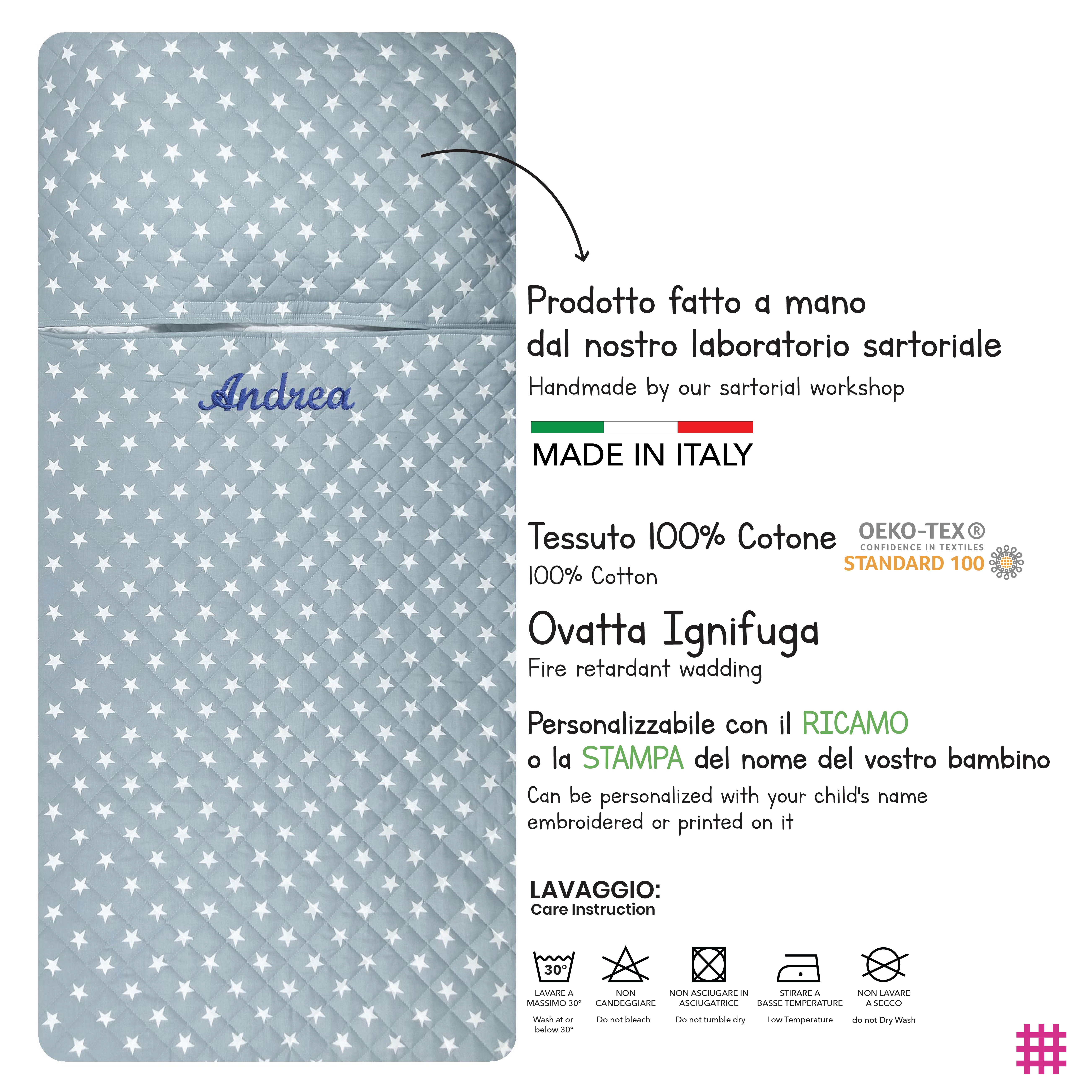 Sacco Nanna Stelle Bianche con Sfondo Azzurro Image