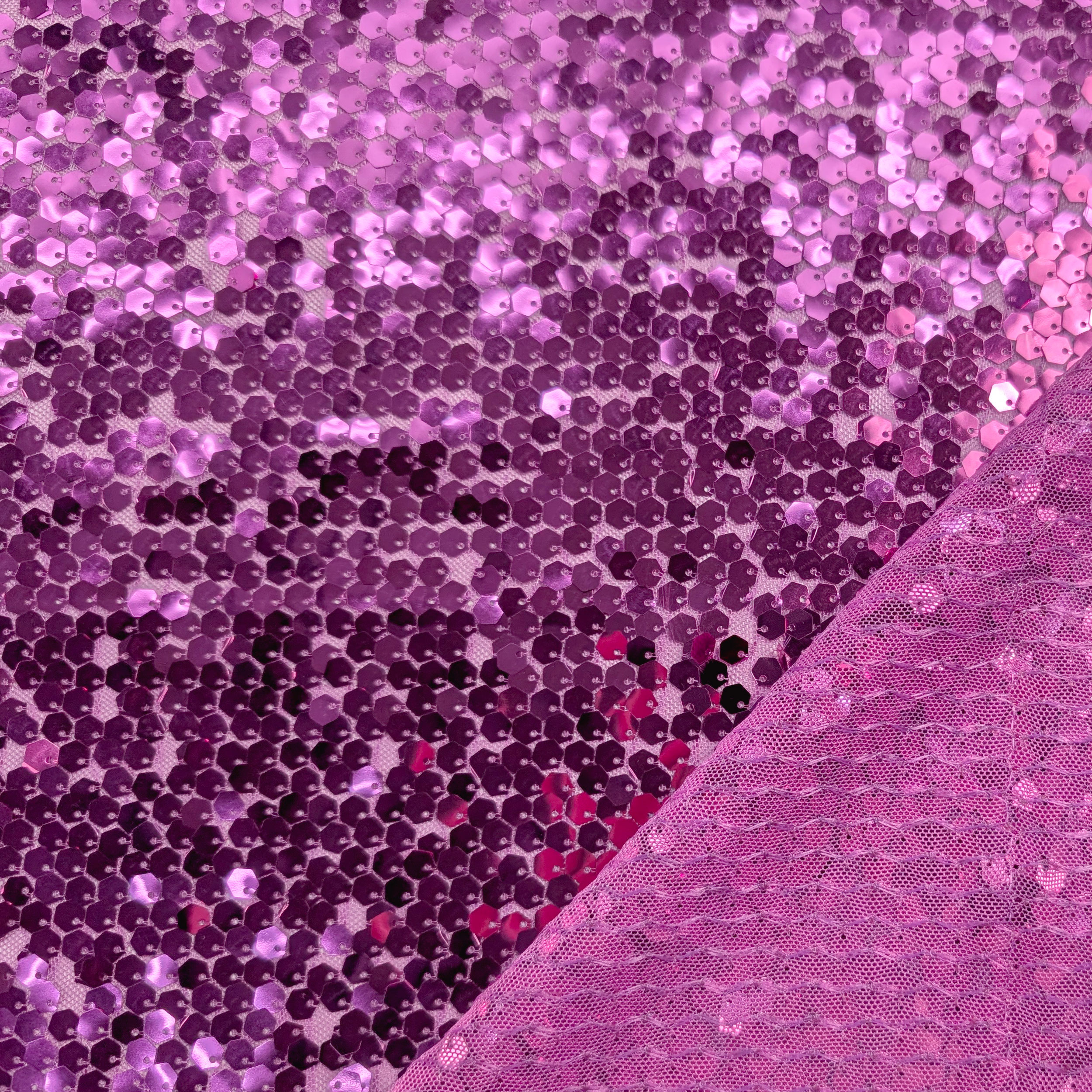 Tessuto Paillettes Esagono Fuxia Image