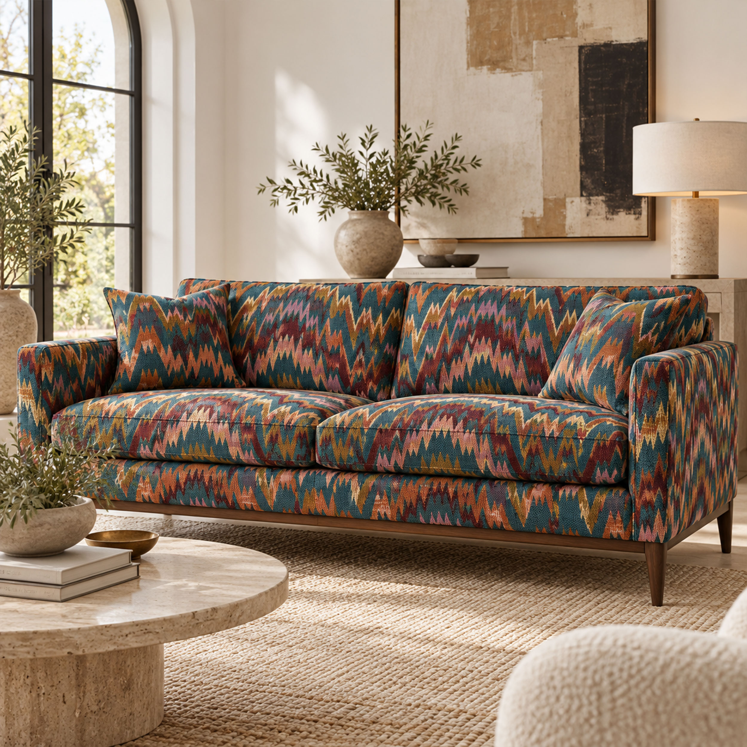 Jacquard Zig Zag Astratto Sfondo Verdone Image