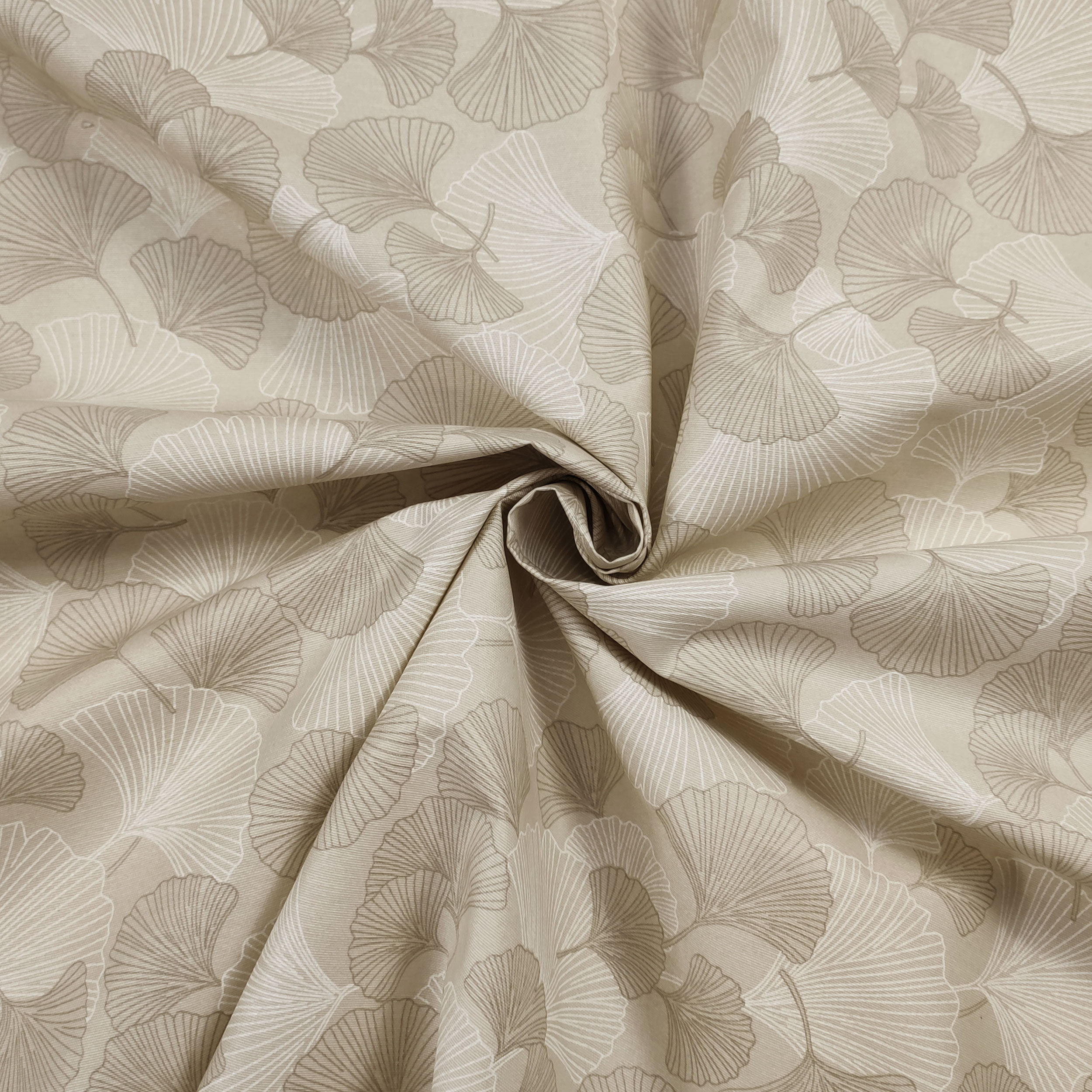 Tessuto per Tovaglia Resinata Foglie di Ginkgo Beige