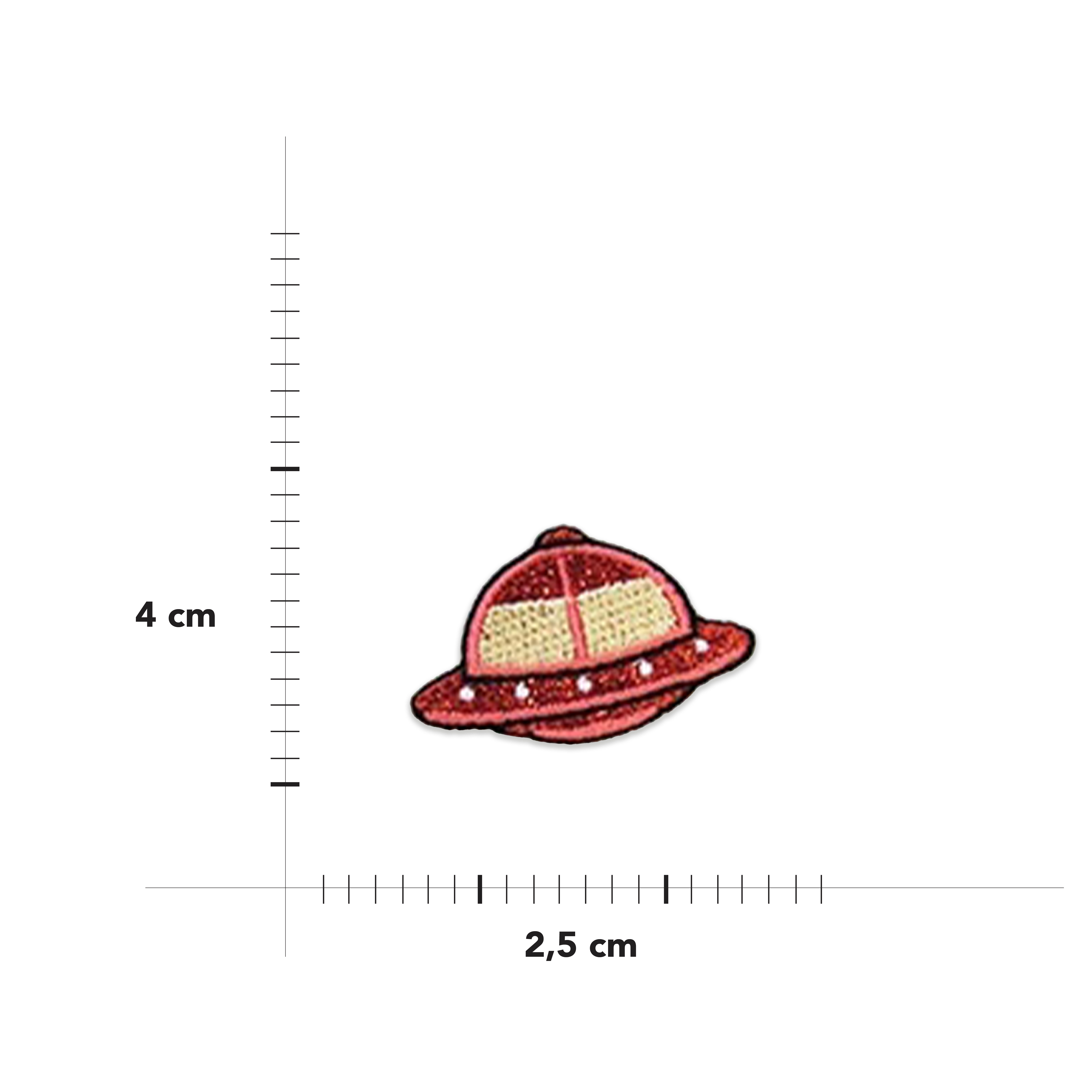 Applicazione Termoadesiva Ufo Rosso Glitter Image