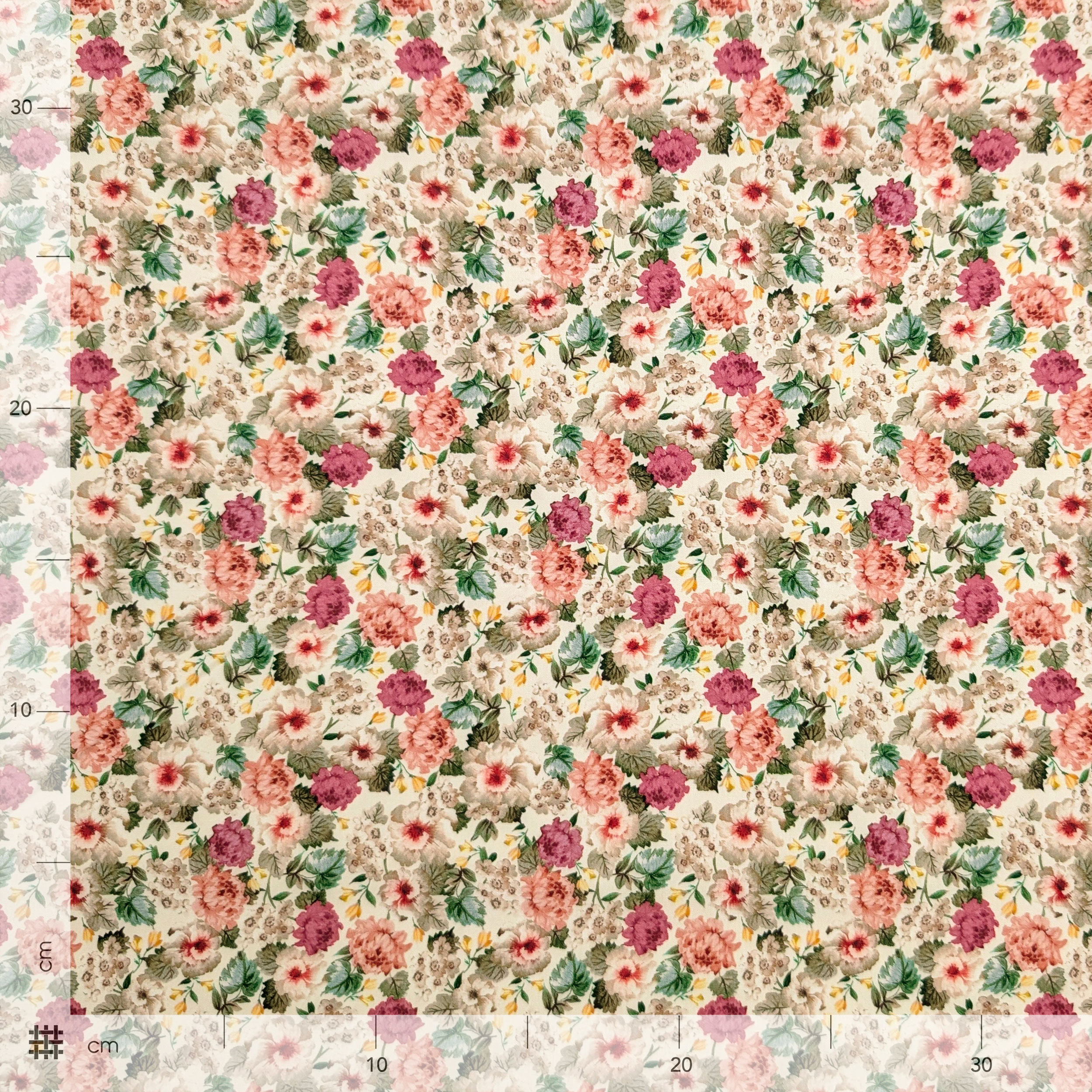 Popeline Cotone Bouquet Romantico Panna Image