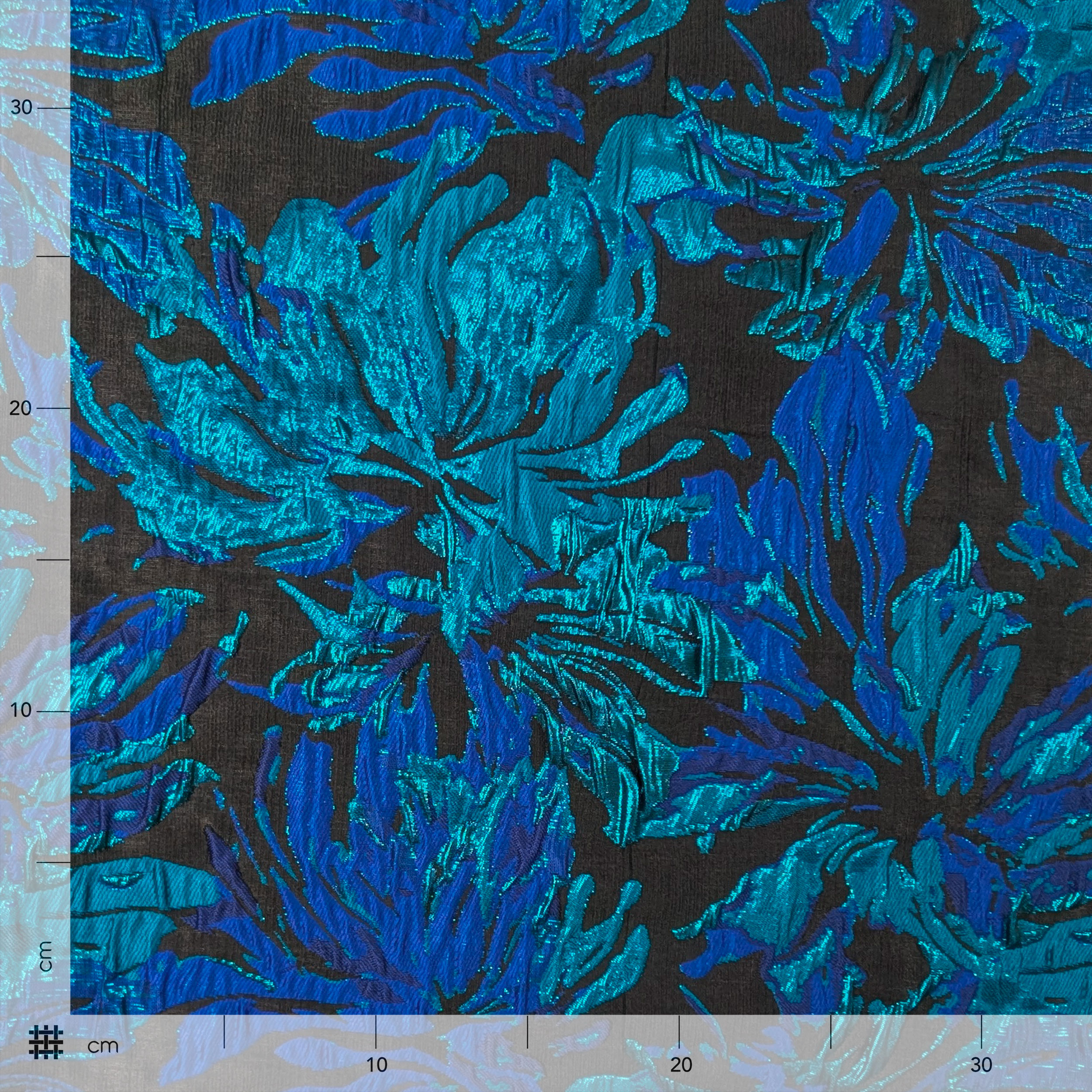 Broccato Moda Fantasia Floreale Blu Lurex Image