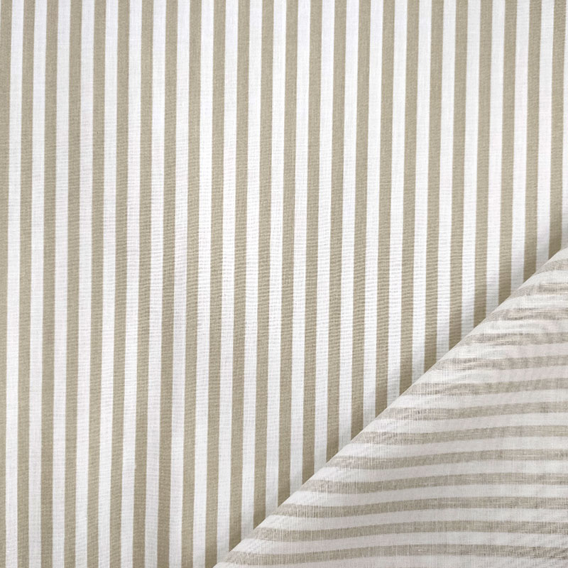 Tessuto cotone leggero righe beige