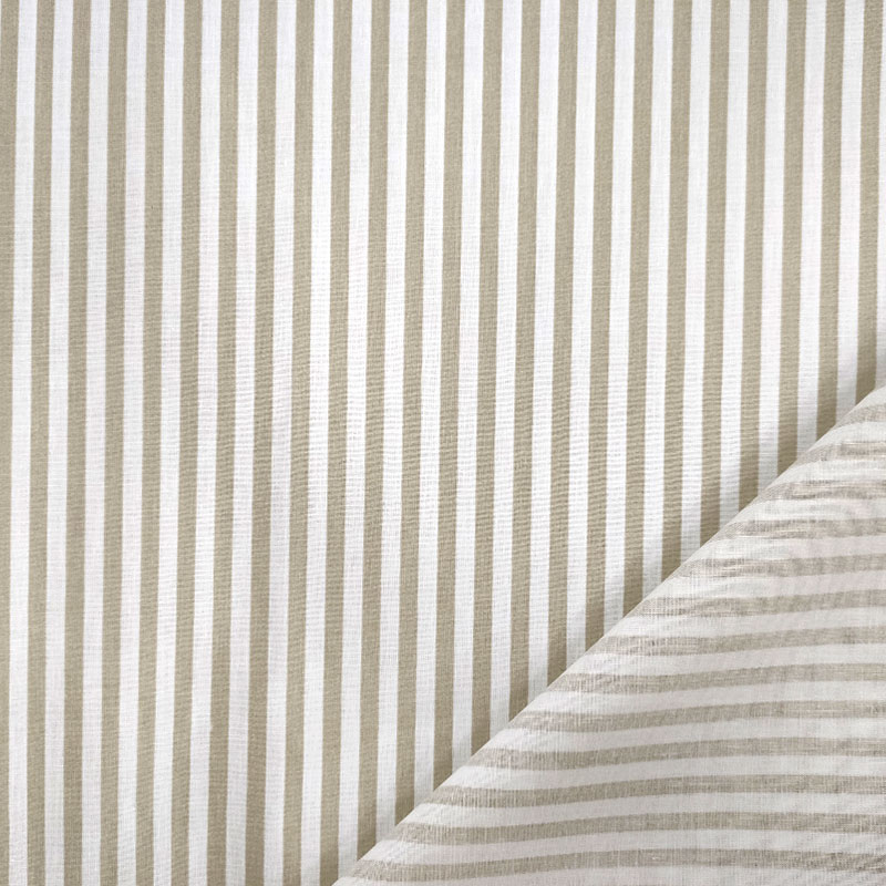 Tessuto di Cotone Righe Sottili Beige