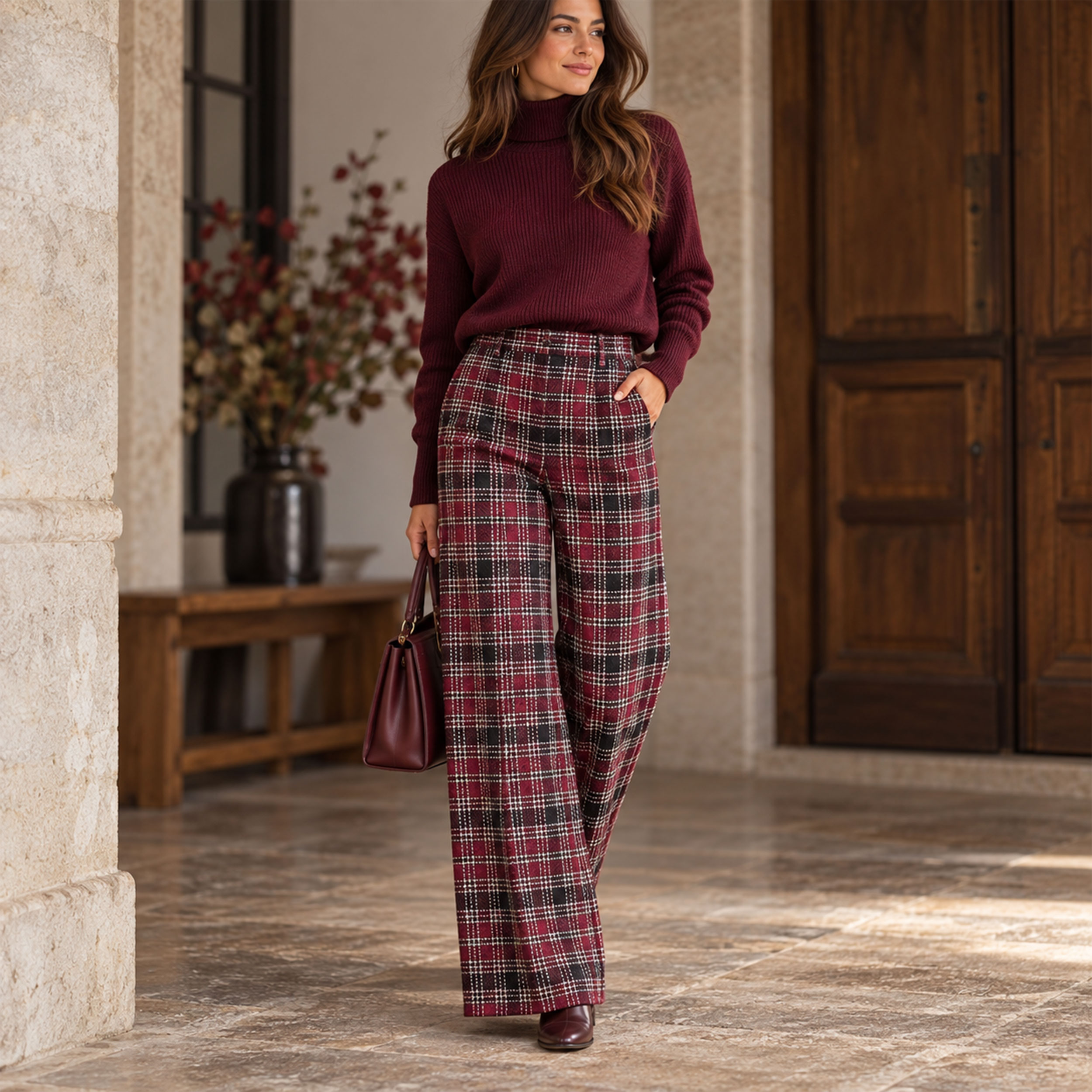 Tartan Jacquard Bordeaux Image
