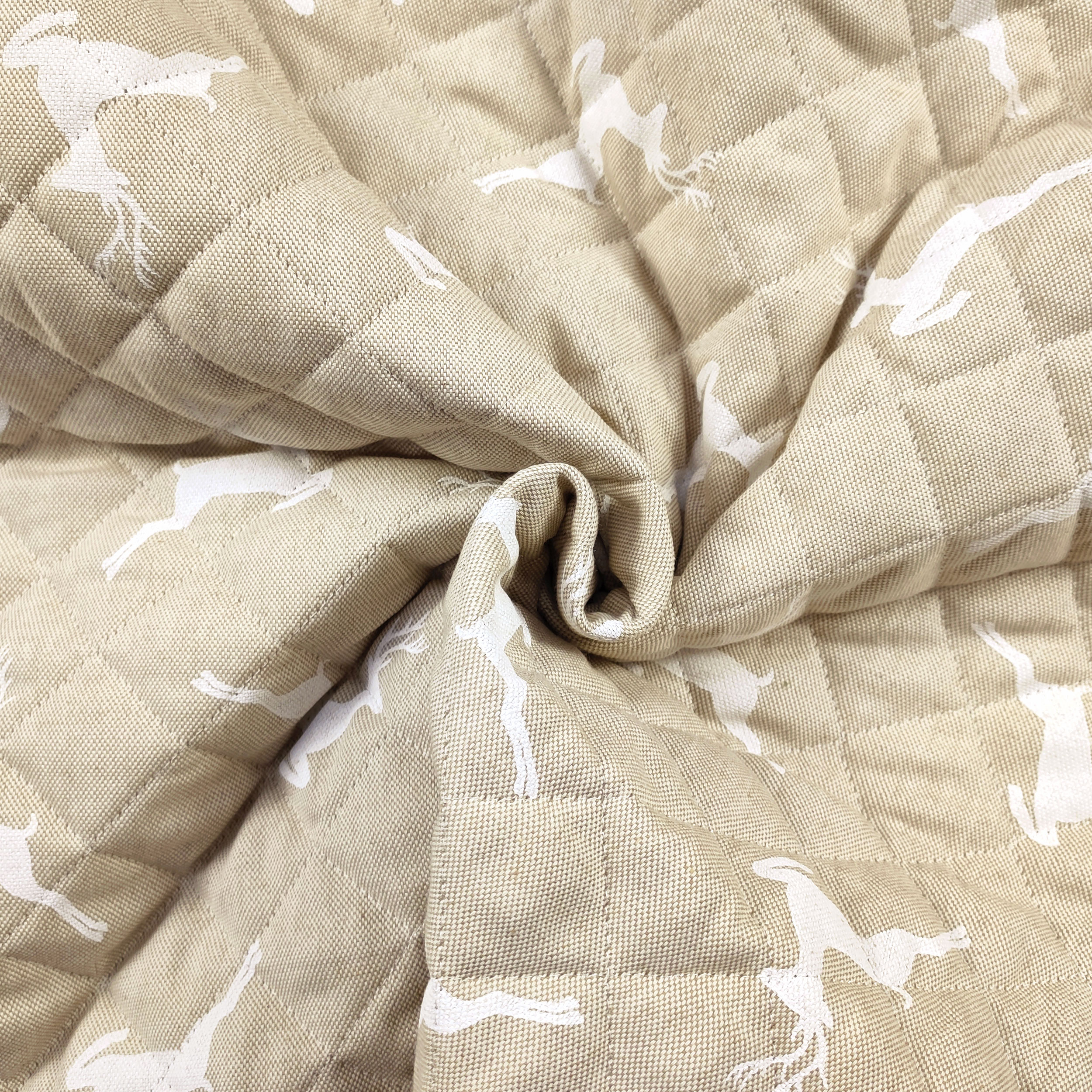 Tessuto Trapuntato Renne Sfondo Beige