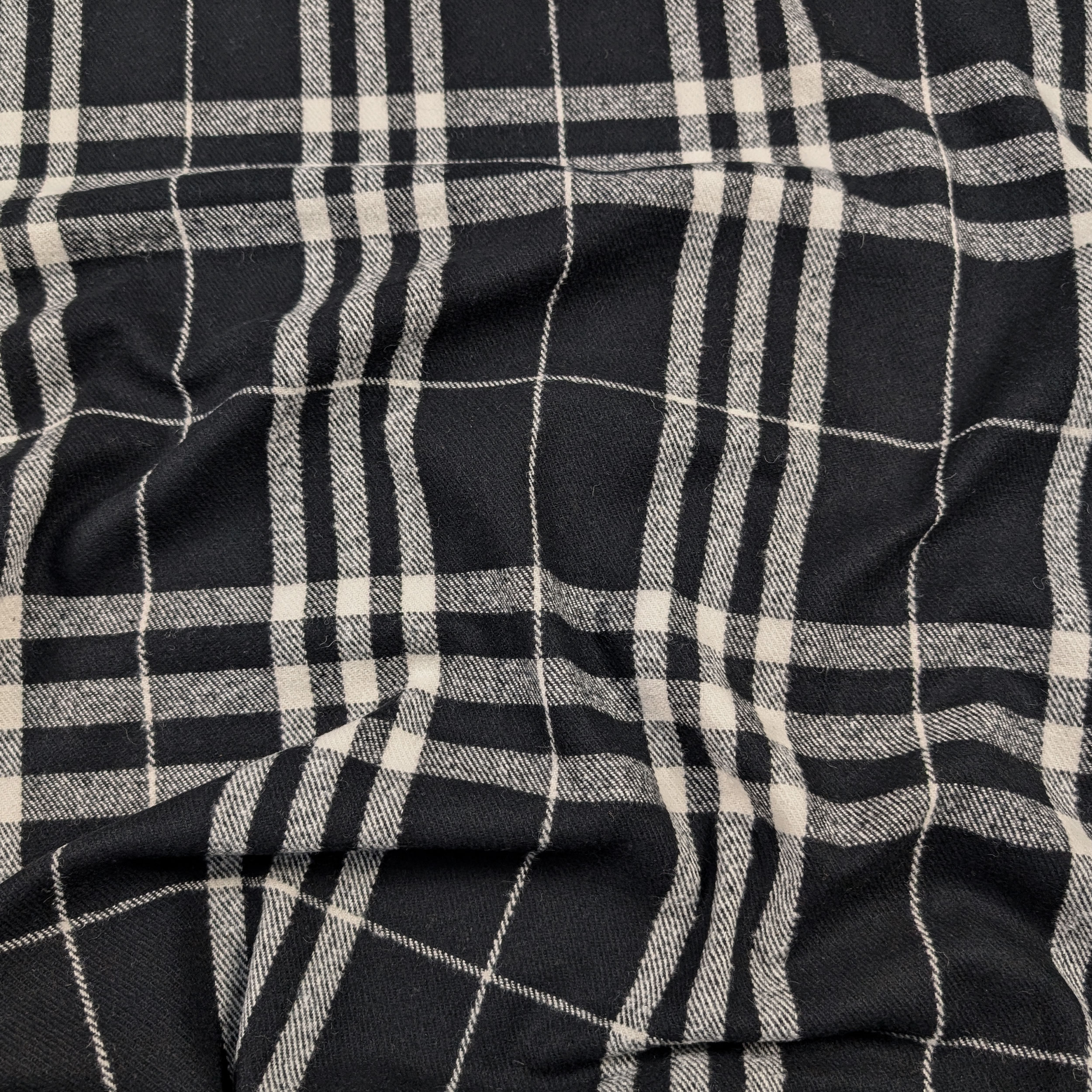 Cappotto Lana Cashmere Double Tartan Bianco e Nero Image