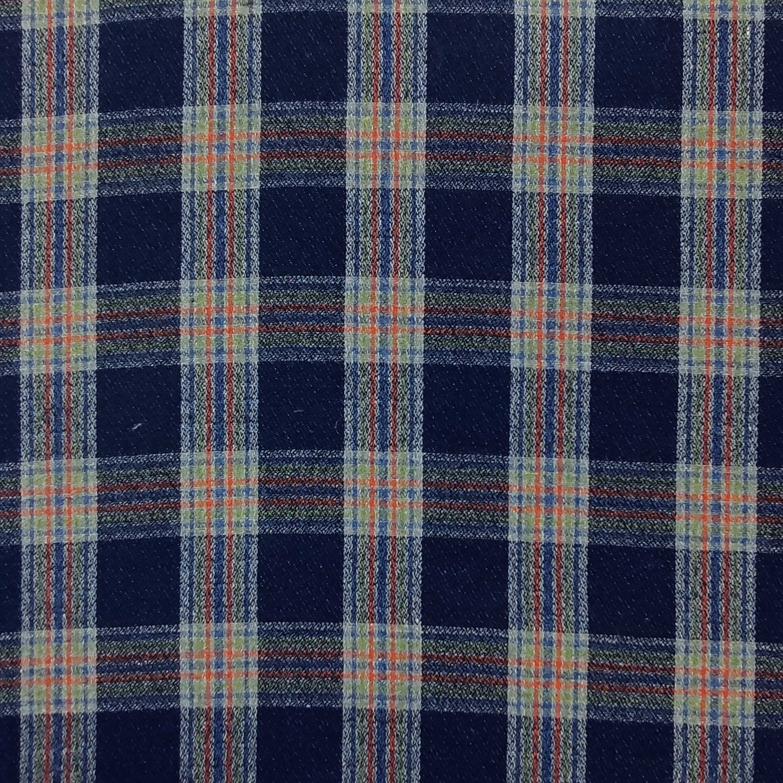Tartan in Misto Cotone Blu e Verde