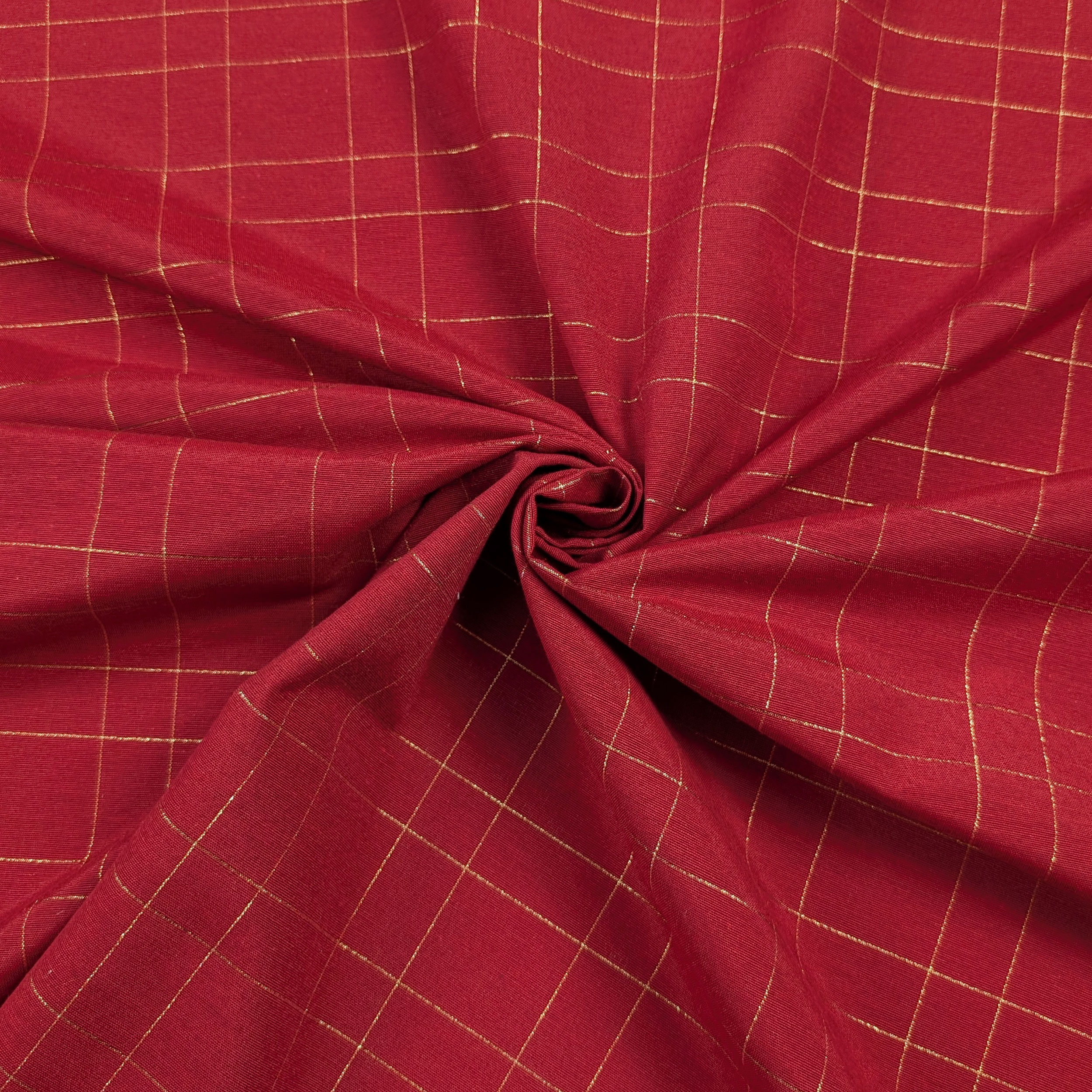 Misto Cotone Natalizio Rosso Righe Oro Lurex Image