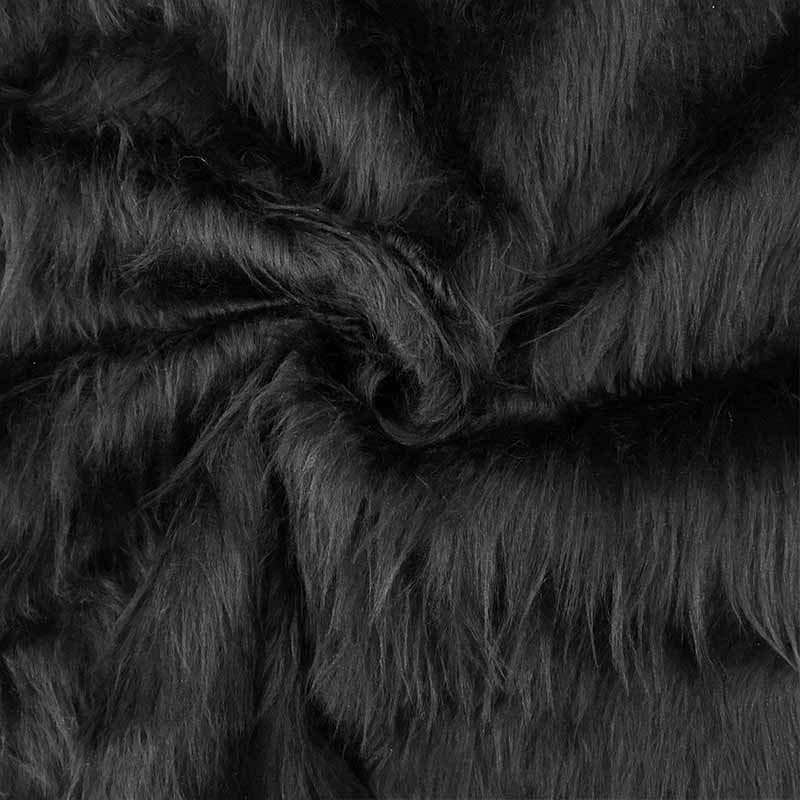 Tessuto In Pelliccia Sintetica Di Lusso Al Metro, Strutturato, Imitazione Visone, Nero - 7205 Black - Foto 1