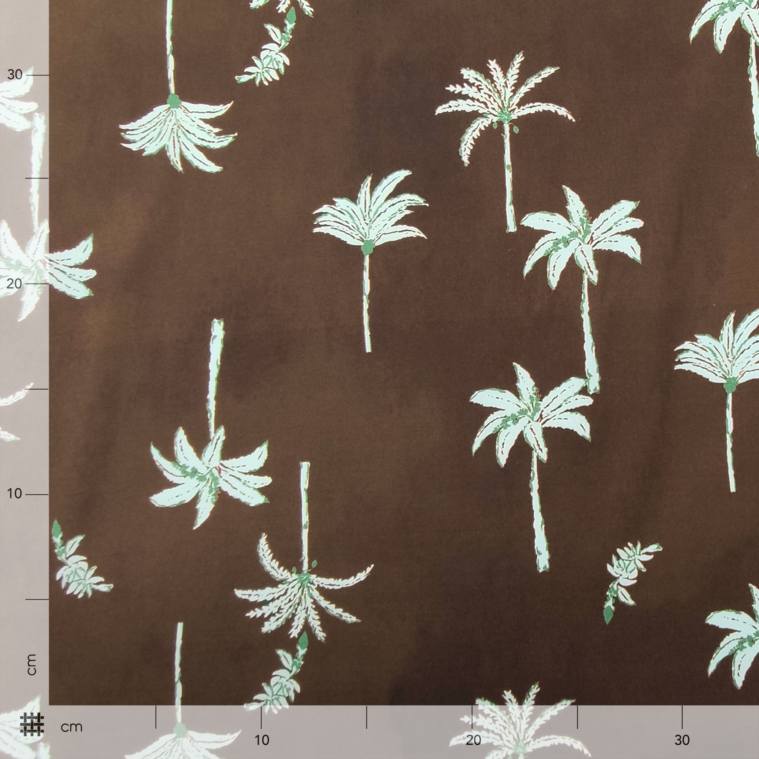 Tessuto di Cotone Marrone Fantasia Palme Image