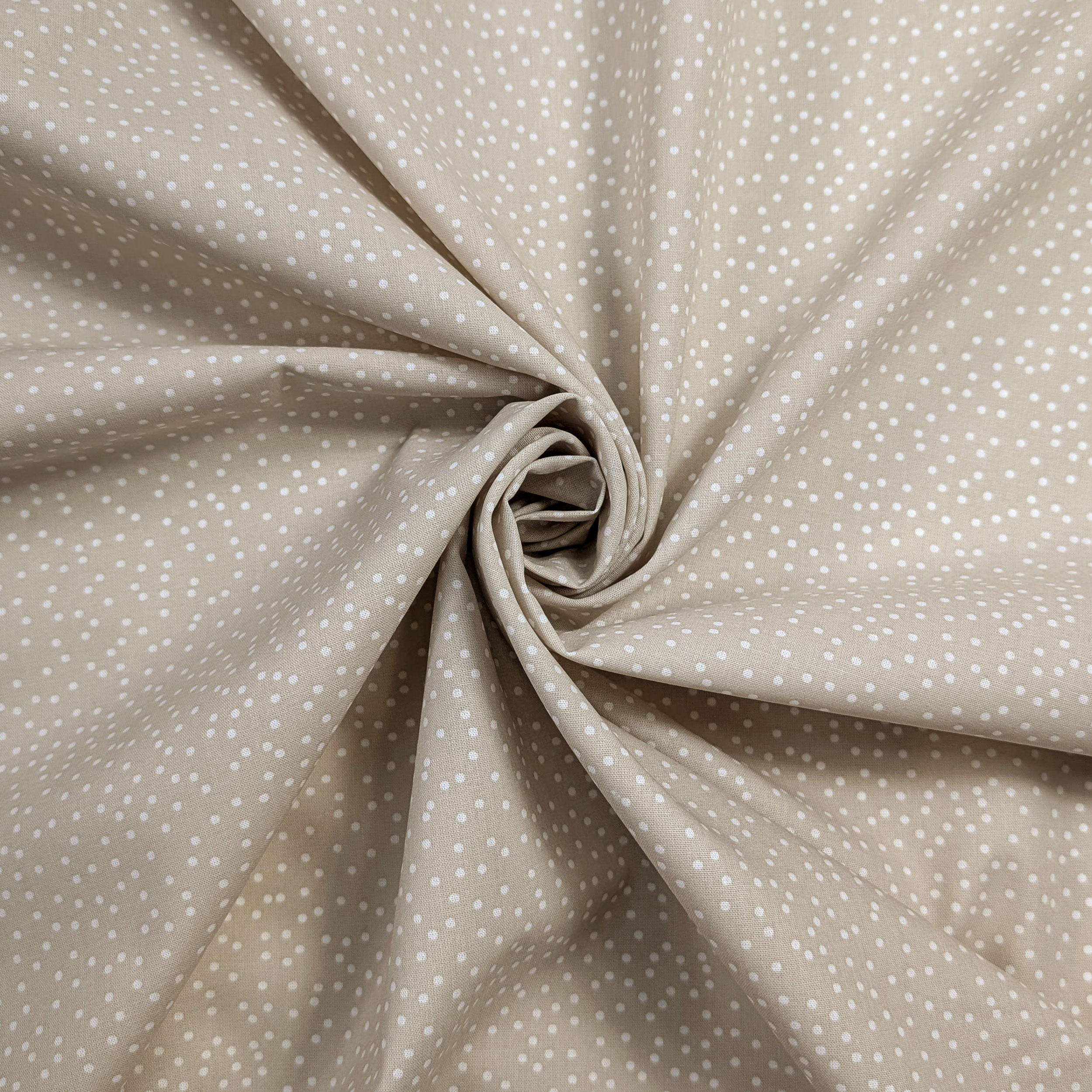 Popeline Cotone Pois Bianchi Sfondo Beige Image