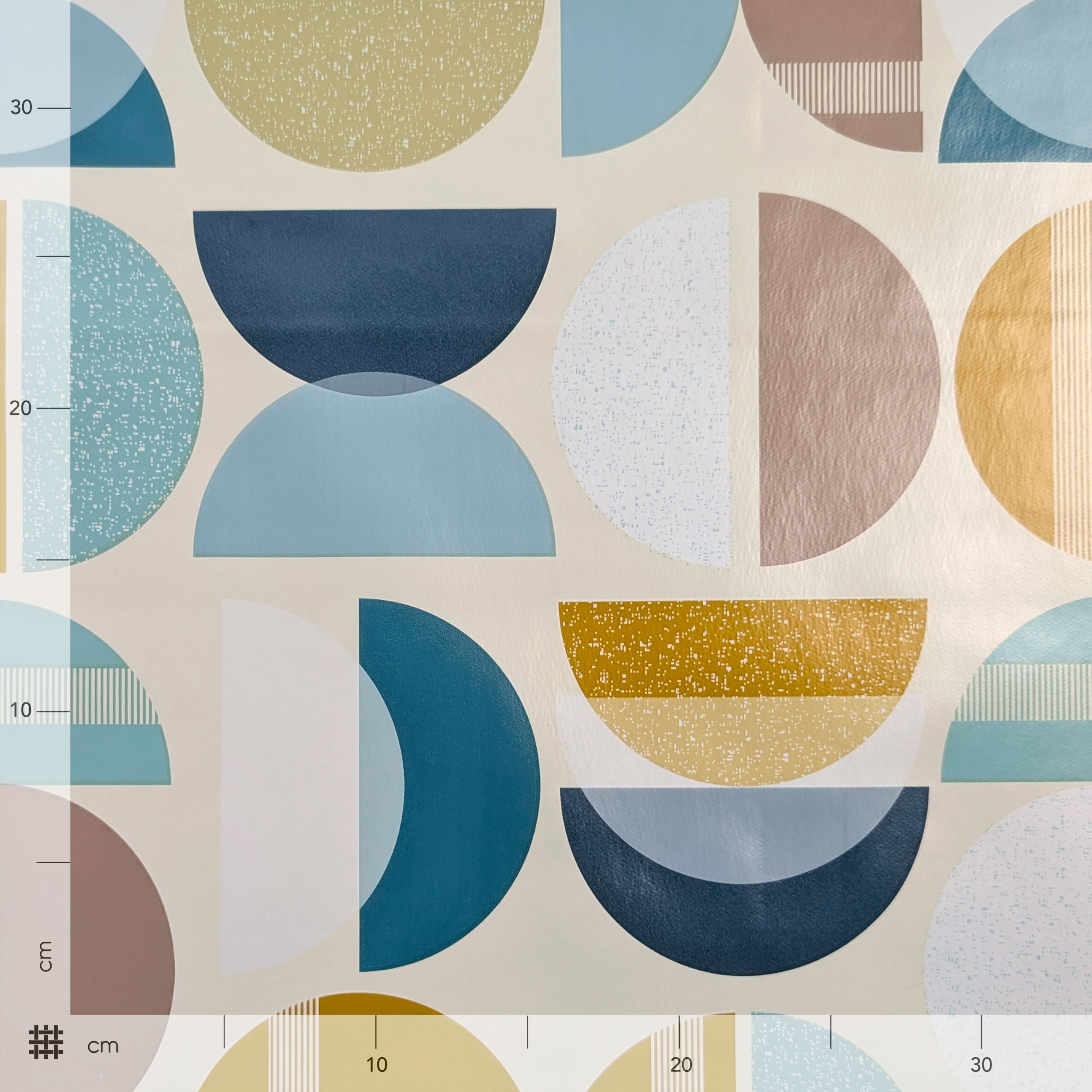Tessuto per Tovaglia Plastificata Pop Art Blu Beige Image