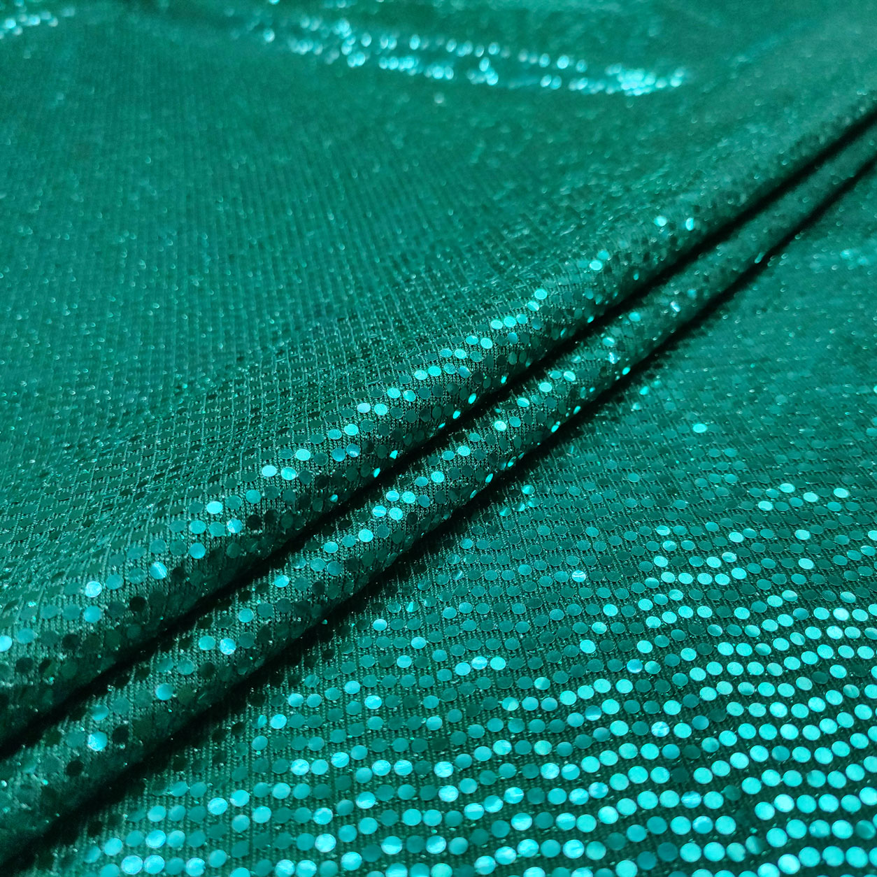 Tessuto a Paillettes Verde Smeraldo