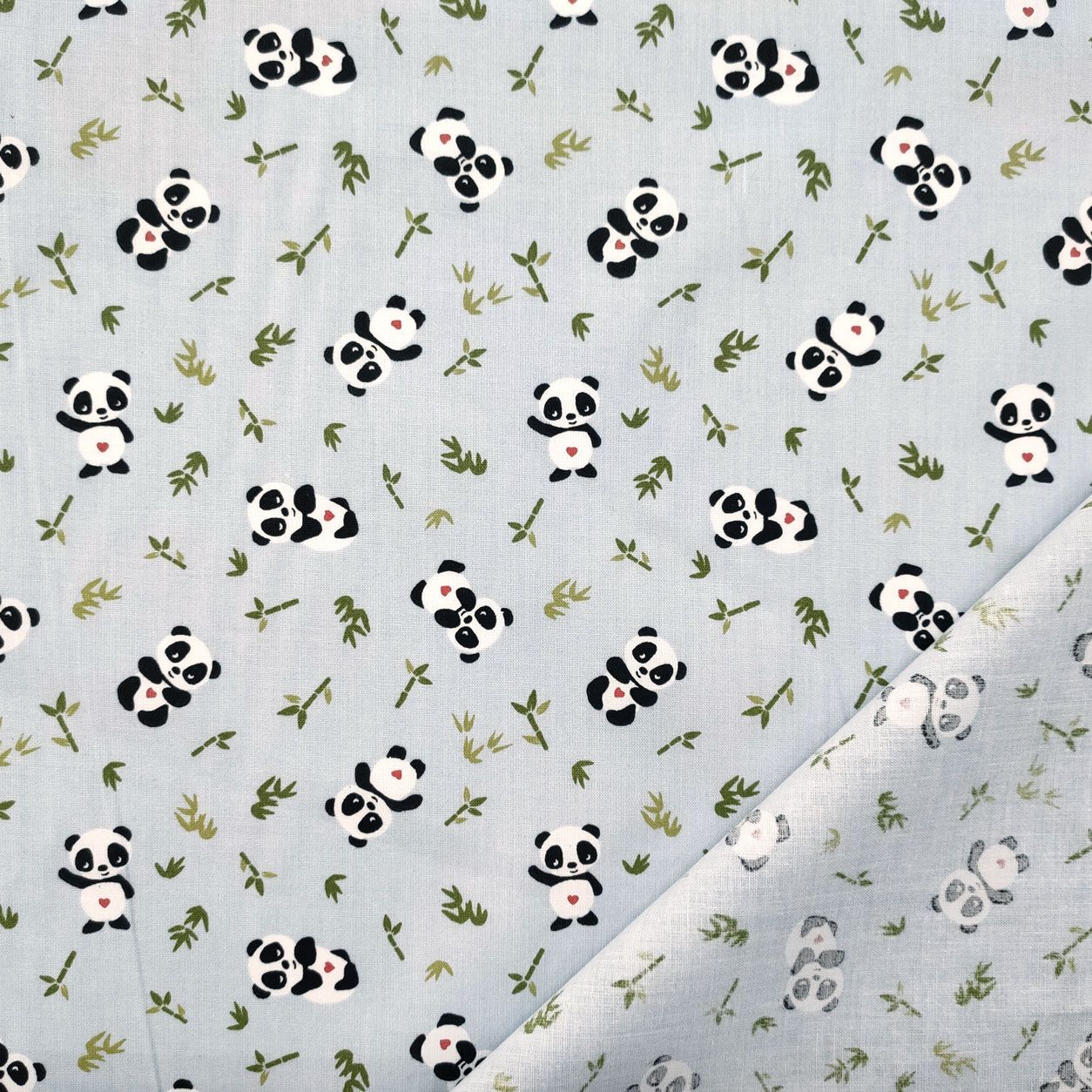 Tessuto cotone leggero panda innamorato bamboo (1)