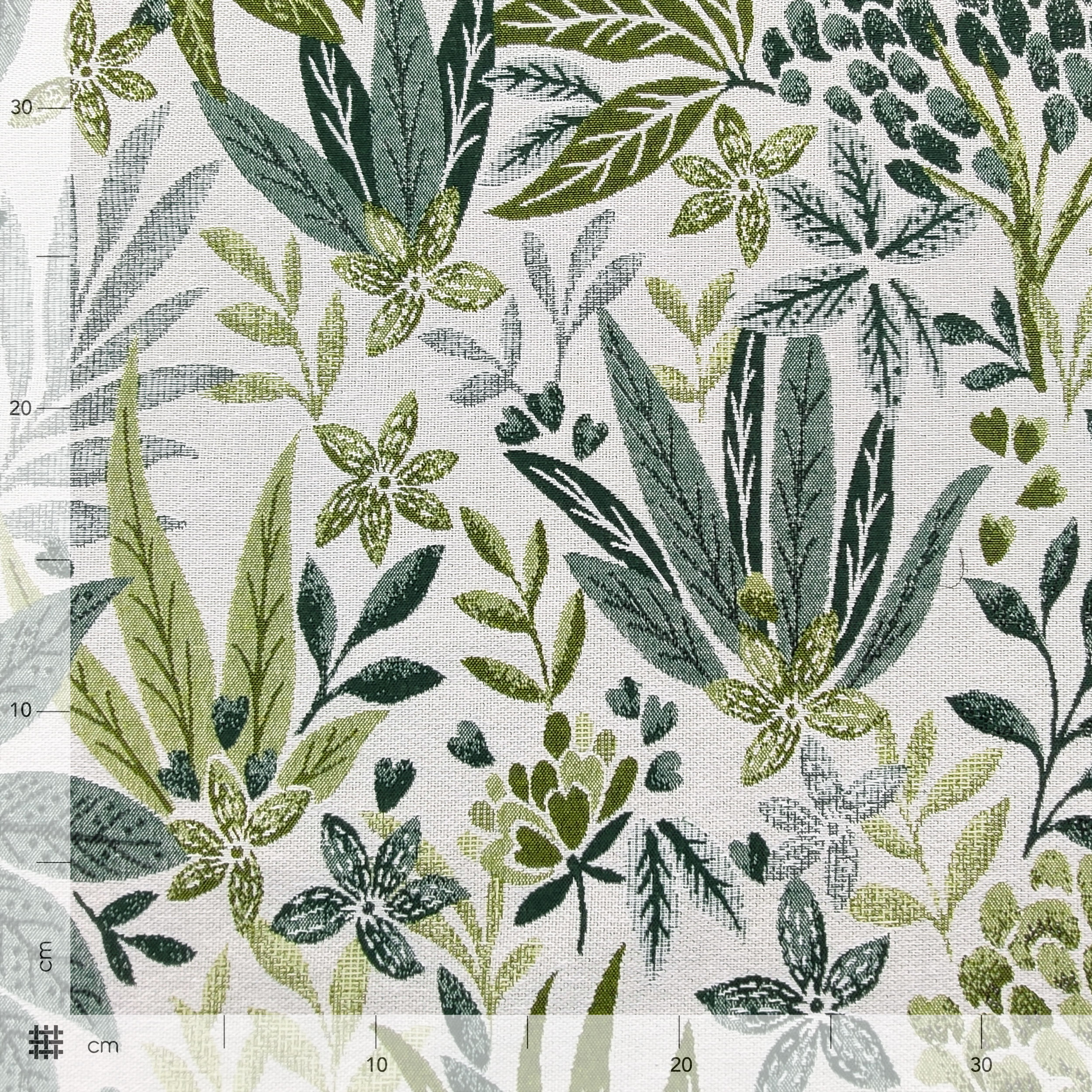 Jacquard Fiori e Foglie Verdi