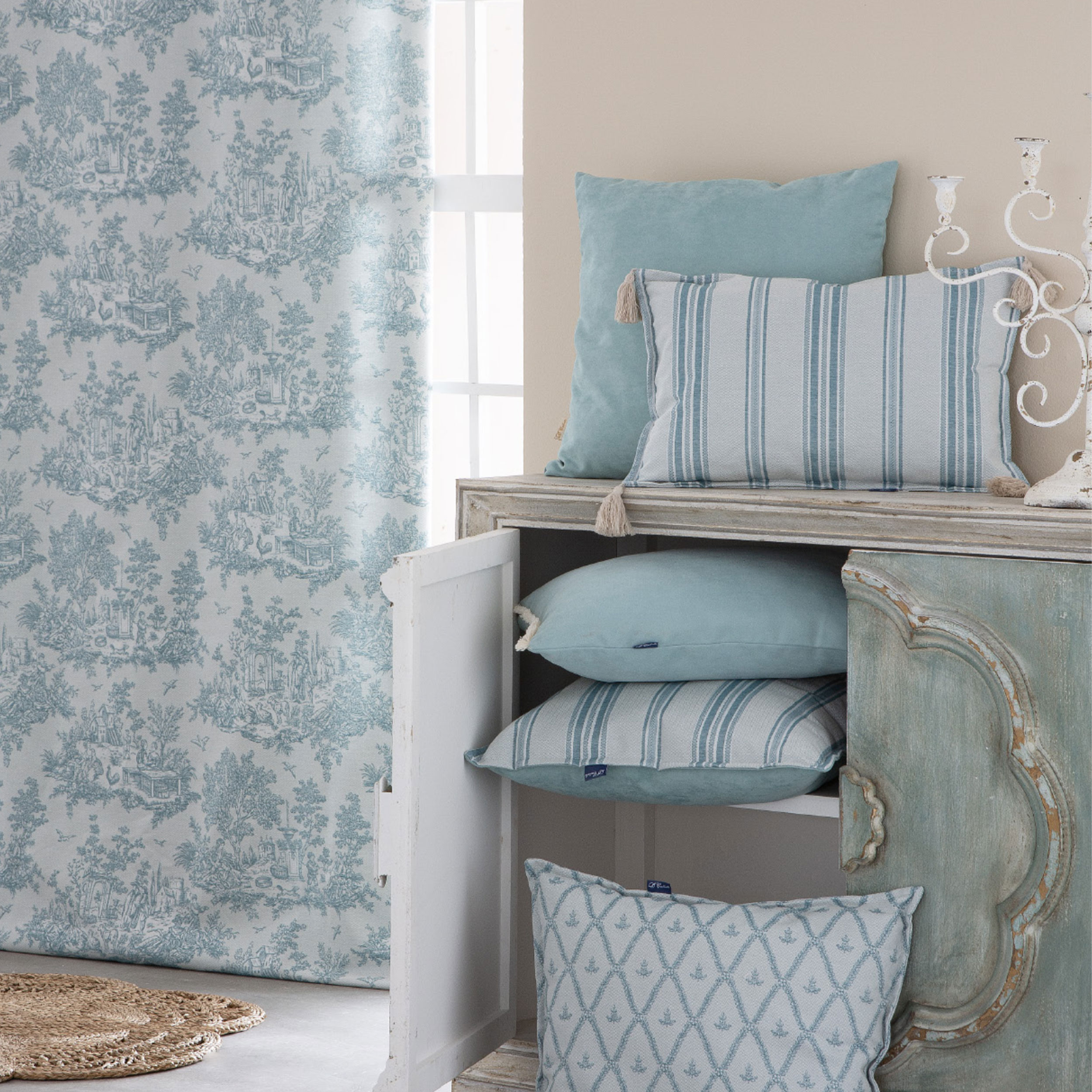 Jacquard Toile de Jouy Grigio H 280 cm Image