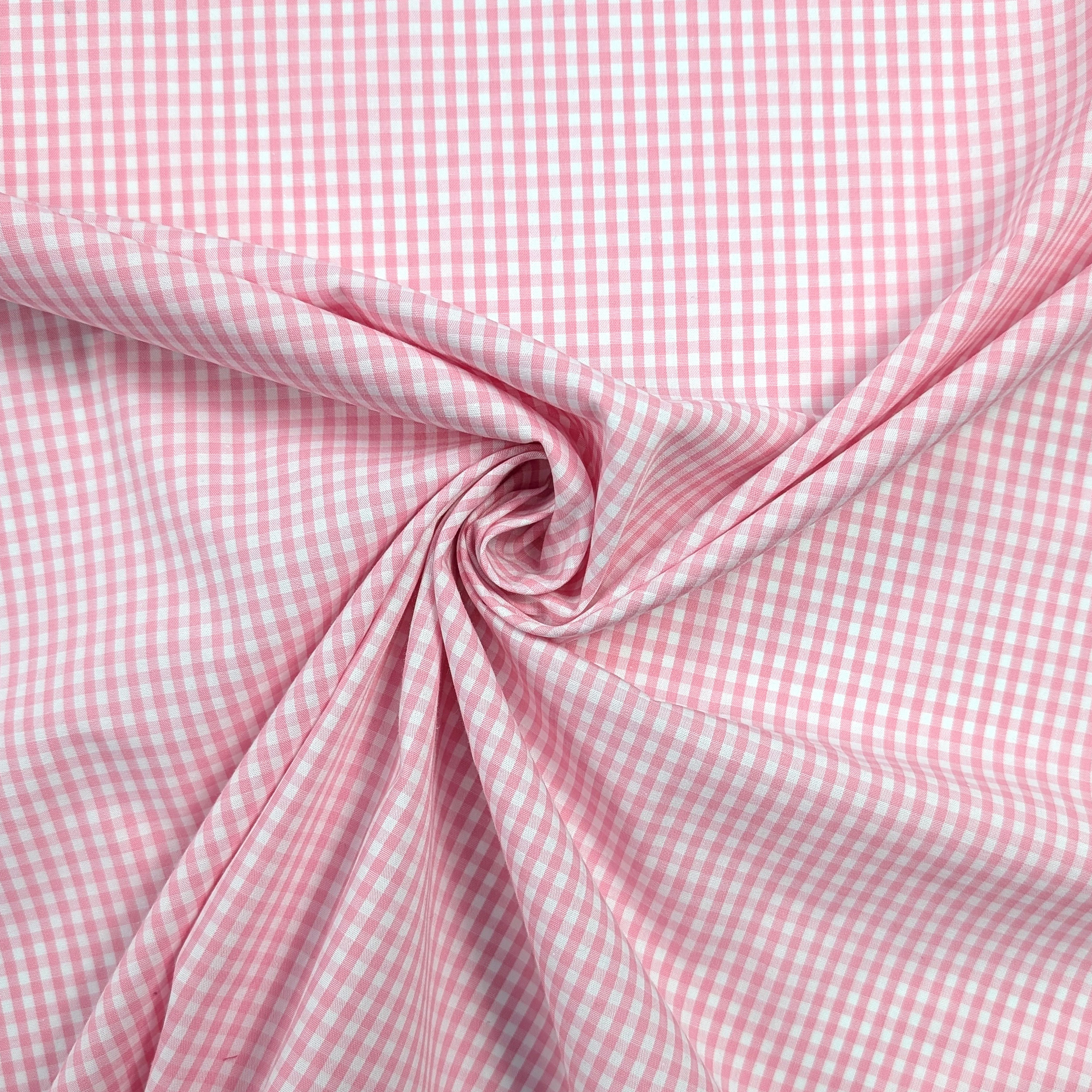 Cotone per Camiceria Quadrettini Rosa Image