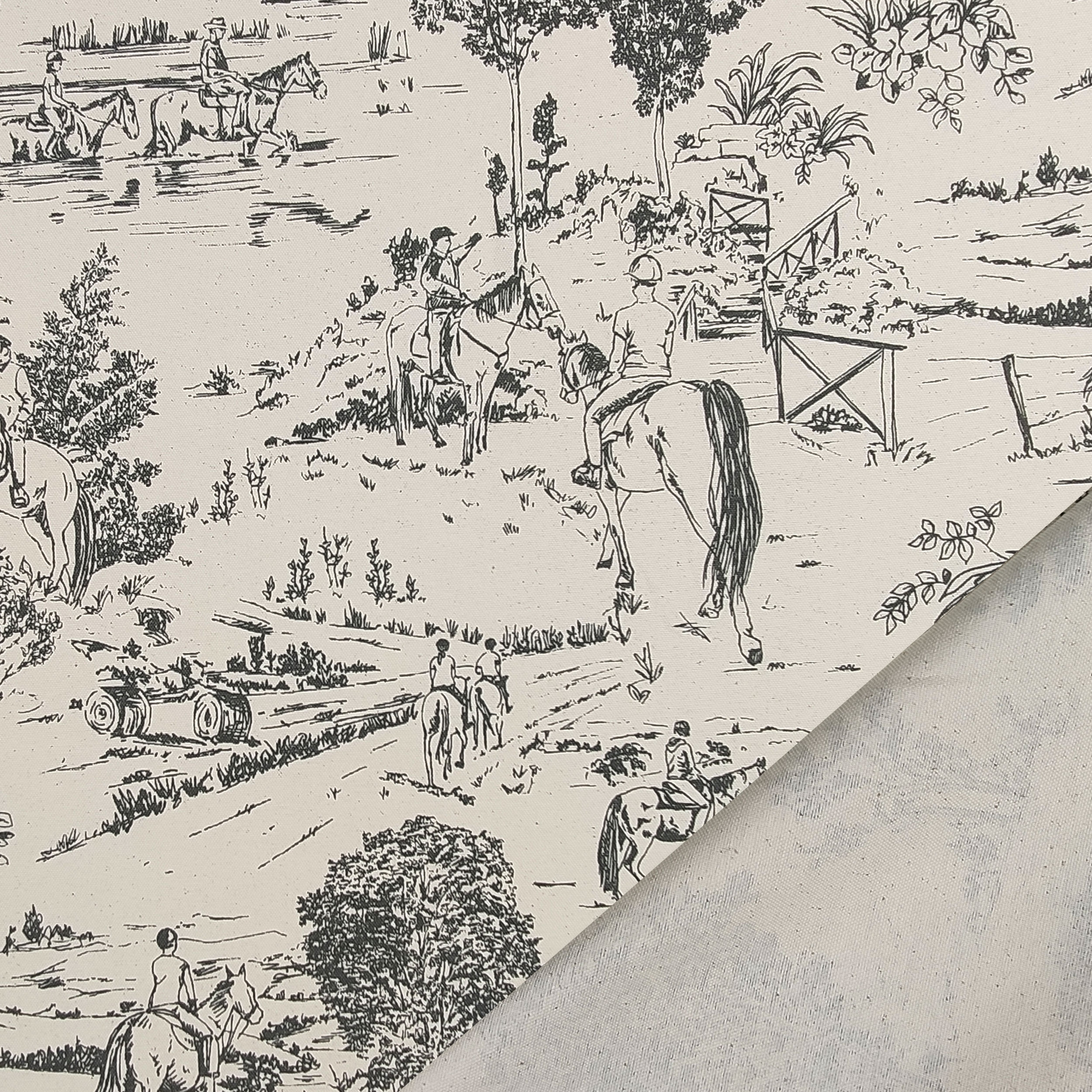 Toile De Jouy Natural Antracite Image
