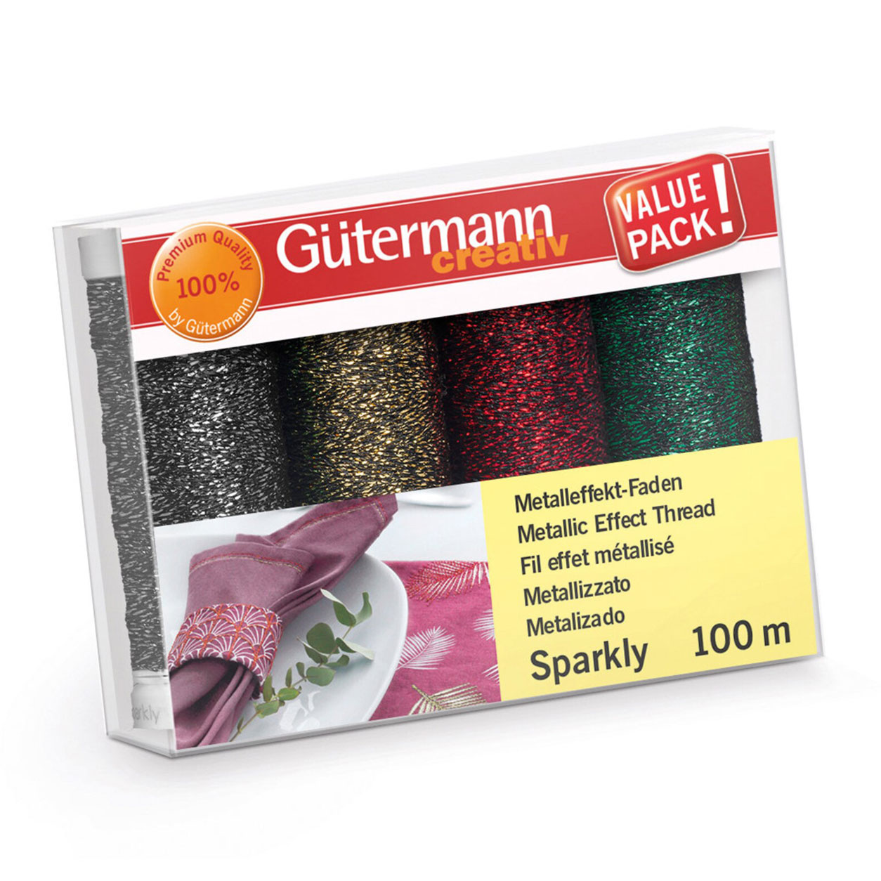 Gutermann Filo Metalizzato Sparkly 4 Bobine Colori Assortiti