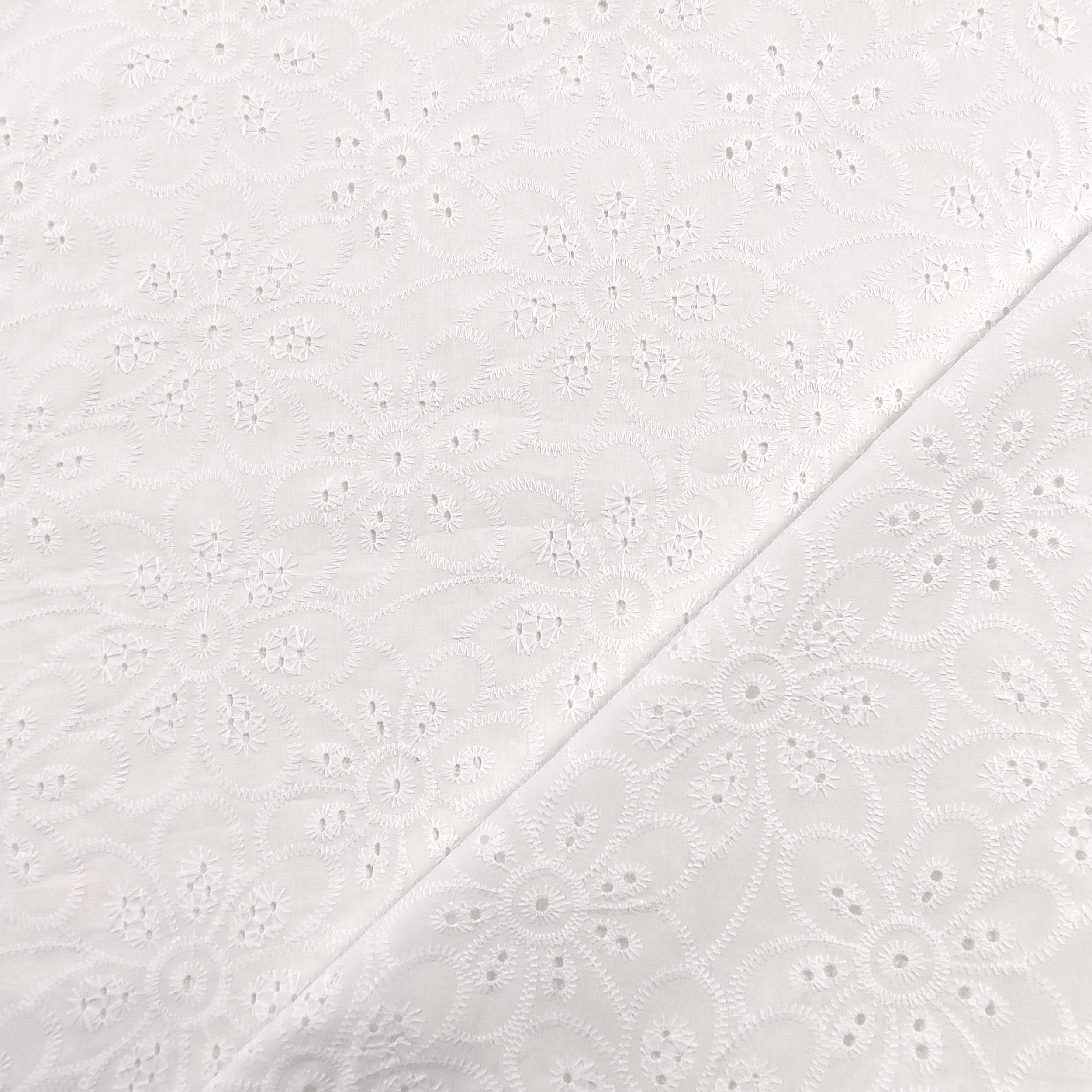 Sangallo Moda Doppio Smerlo Fiori Ricamati Bianchi