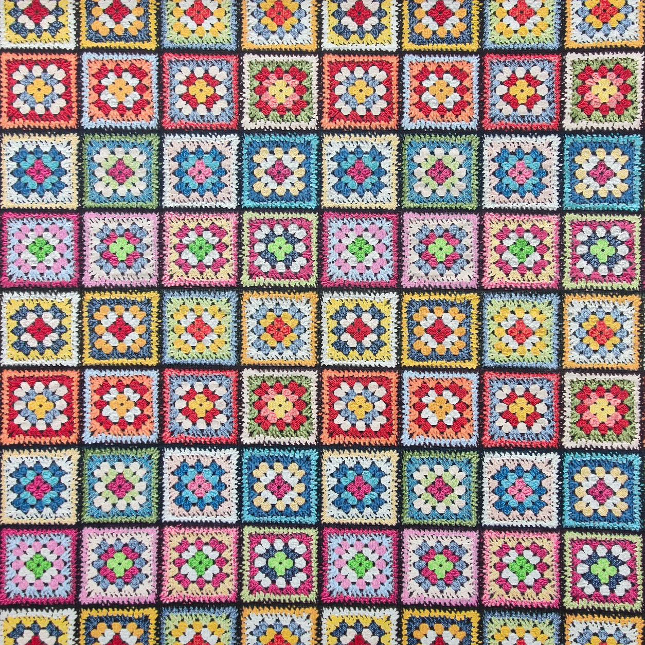 Tessuto Gobelin Fantasia Fiori Crochet
